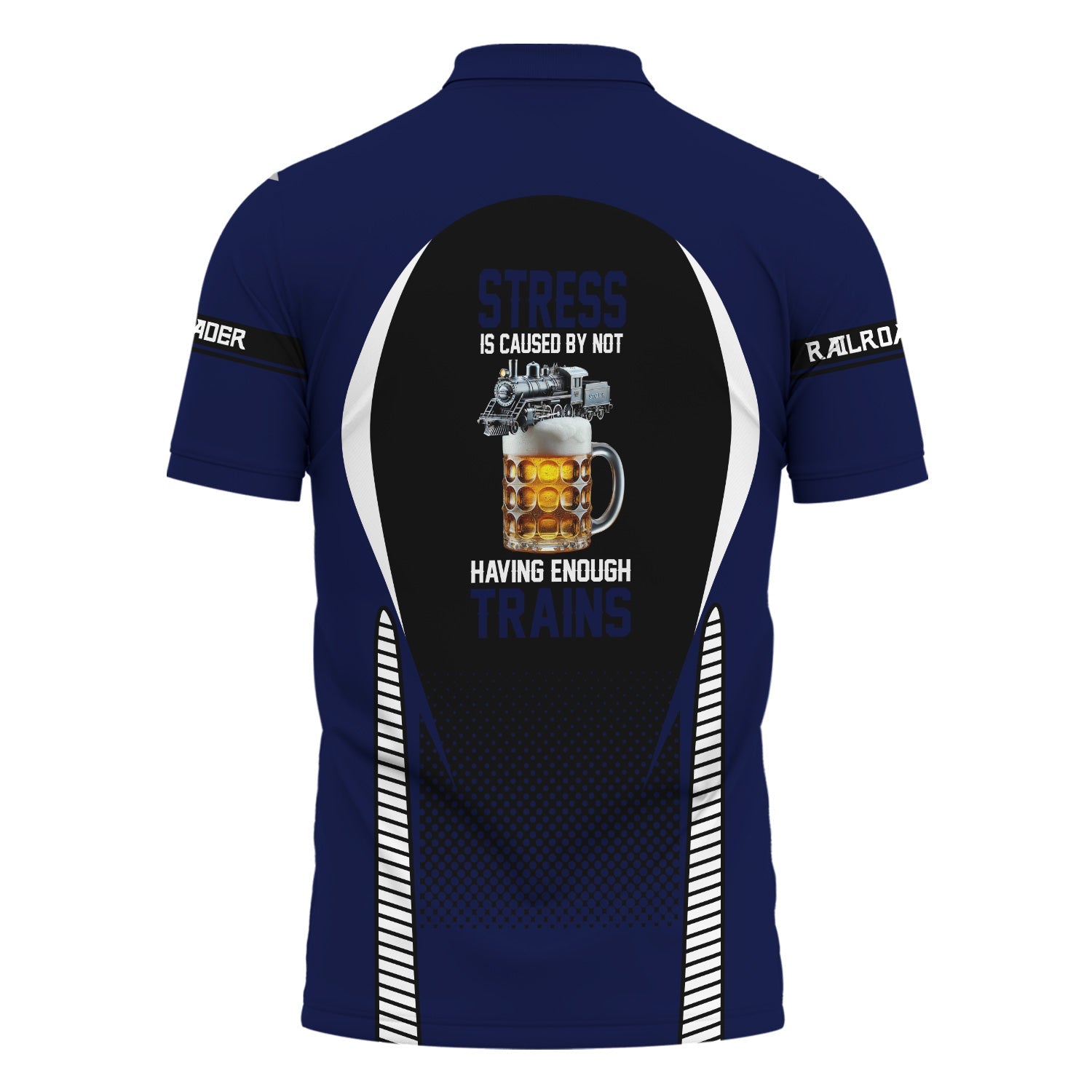 Railspirit Personalized CNJ Jersey Central Railroad Polo Shirt Stress Is Caused By Not Having Enough Trains Shirt All Over Print