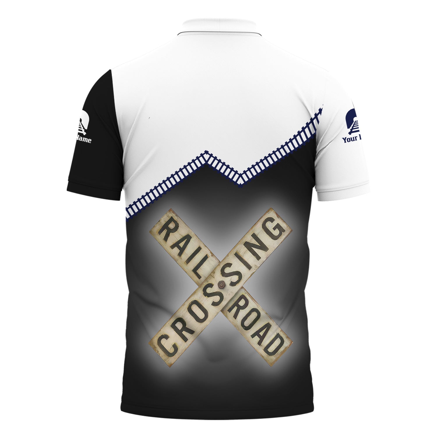 Railspirit Personalized Jersey Central Railroad Polo Shirt Railroad Crossing Printed Train Track Shirt