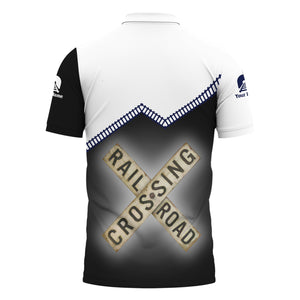 Railspirit Personalized Jersey Central Railroad Polo Shirt Railroad Crossing Printed Train Track Shirt