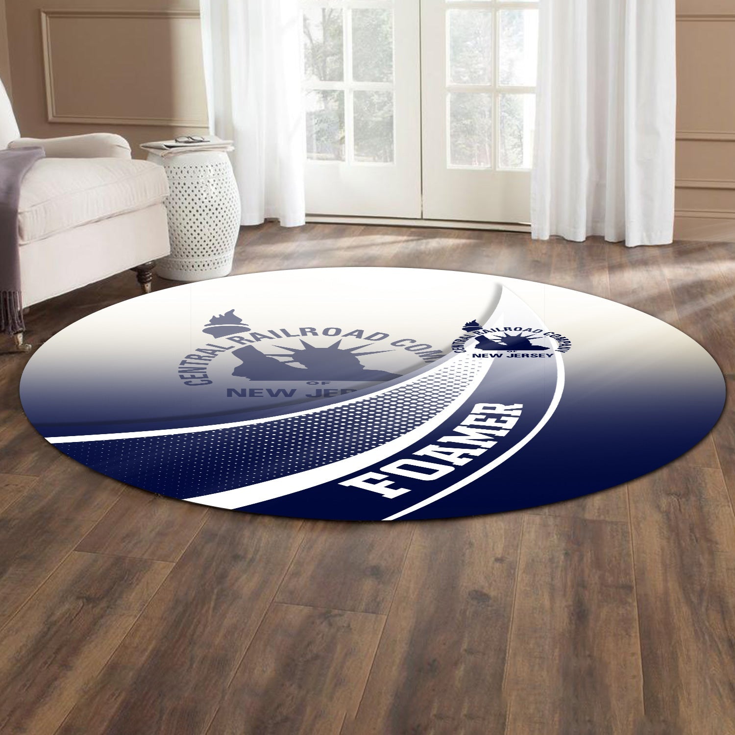 Railspirit CNJ Jersey Central Railroad Round Mat Railway-Themed Style Mat Gift Idea For Trainspotter