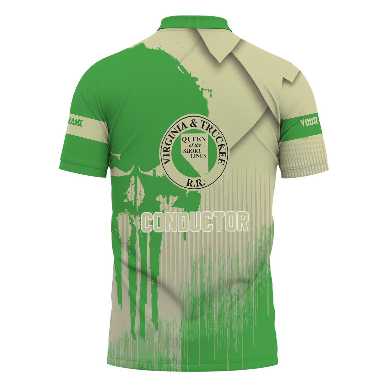 Railspirit Personalized Virginia & Truckee Railroad Polo Shirt Skull Design with Custom Job Train Shirt for Trackhead Crew