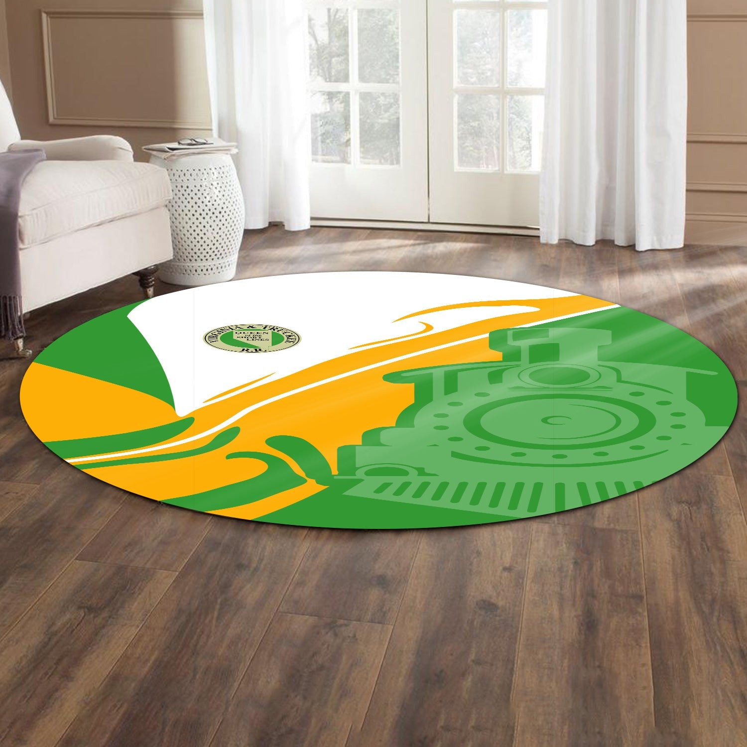 Railspirit Virginia & Truckee Railroad Round Mat Flame-Inspired Style Mat Gift Idea For Train Lovers