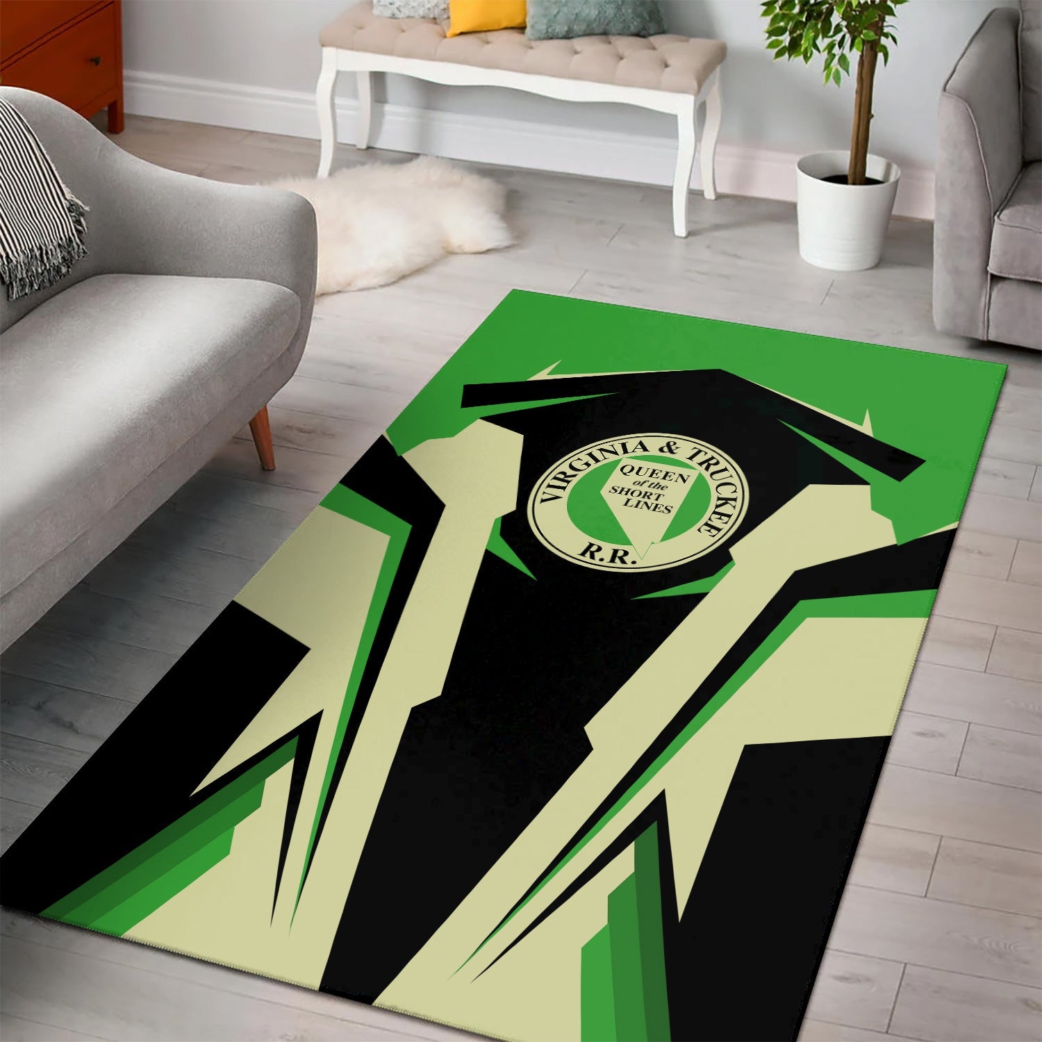 Railspirit Personalized Virginia & Truckee Railroad Area Rug Strong Line Style Train Area Rug Gift Idea For Train Lover