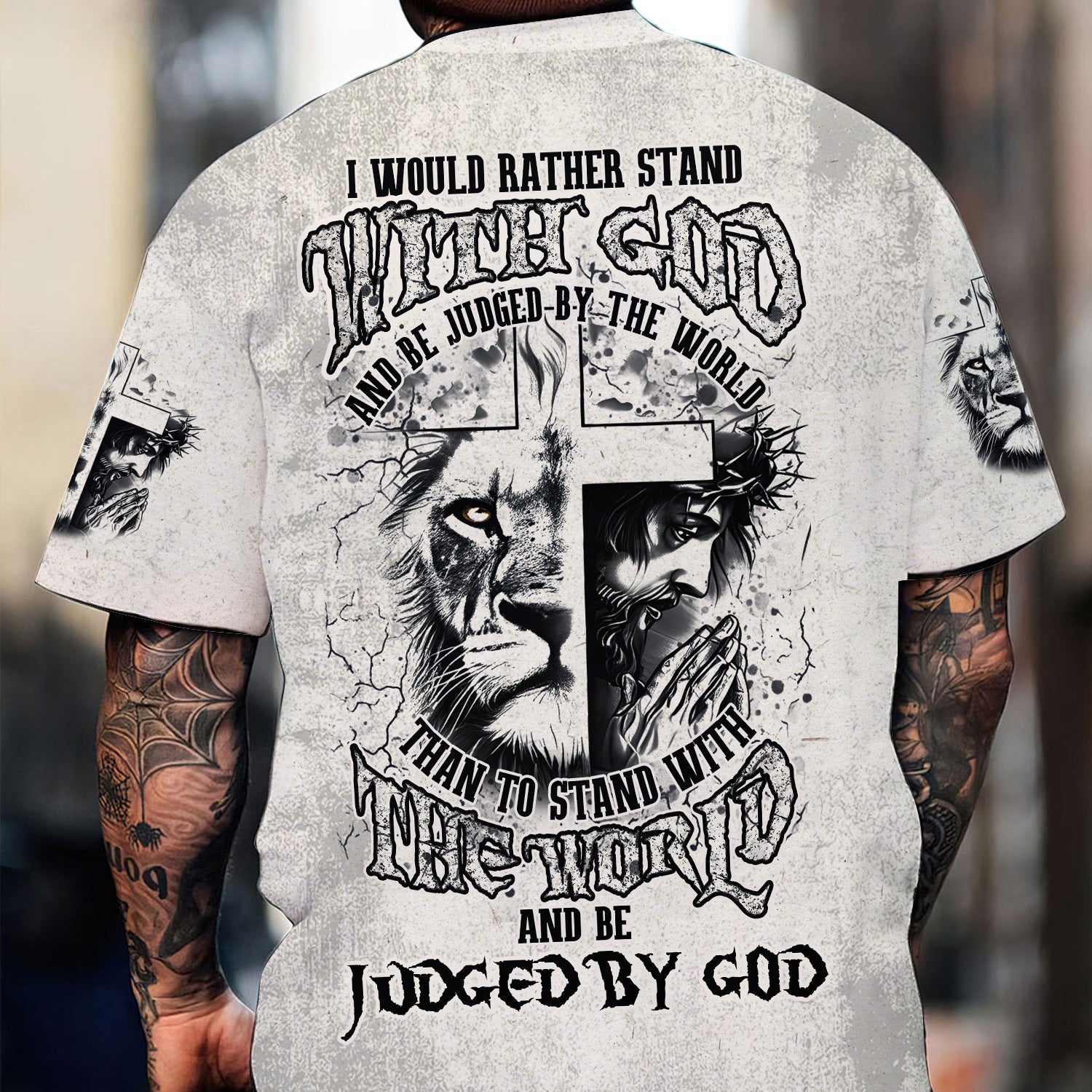 Would Rather Stand With God Shirt, Christian Faith Tee, Jesus Cross and Lion of Judah Shirt for Believers