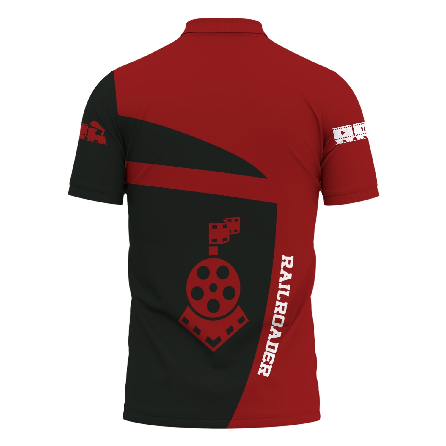 Railspirit Personalized Soo Line Railroad Polo Shirt All Aboard Steam Train Movie Projector Style Shirt