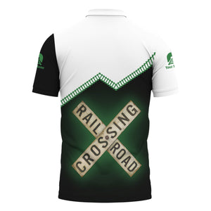 Railspirit Personalized Burlington Northern Railroad Polo Shirt Railroad Crossing Printed Train Track Shirt