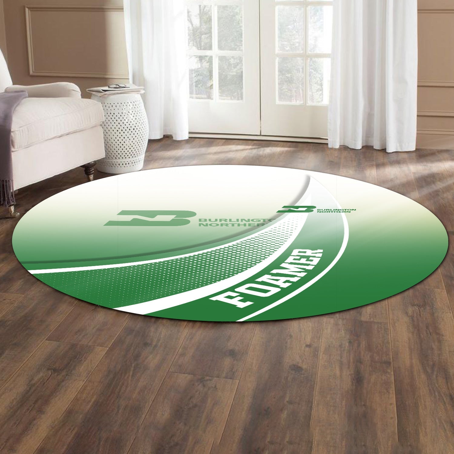 Railspirit Burlington Northern Railroad Round Mat Railway-Themed Style Mat Gift Idea For Trainspotter