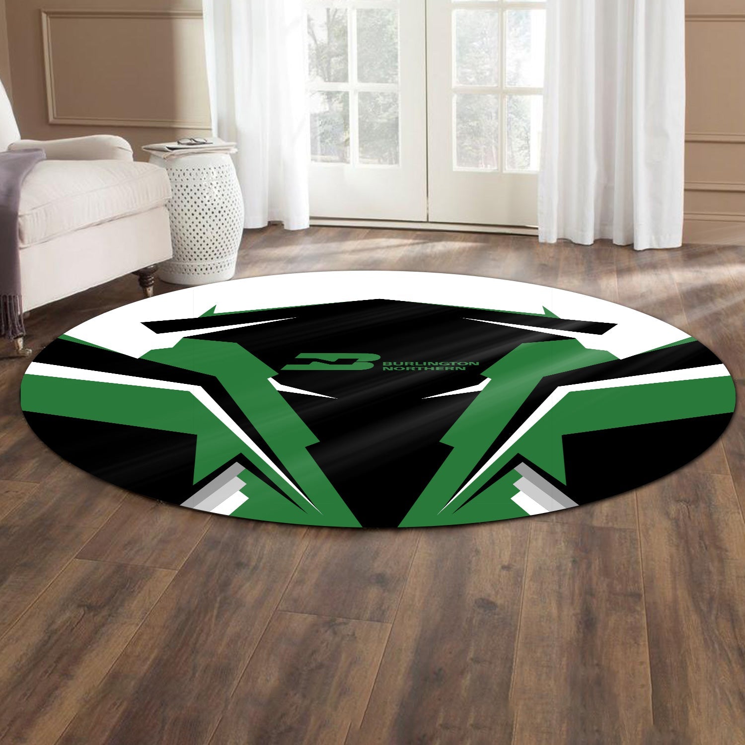Railspirit Burlington Northern Railroad Round Mat Strong Line Style Rug All Over Print