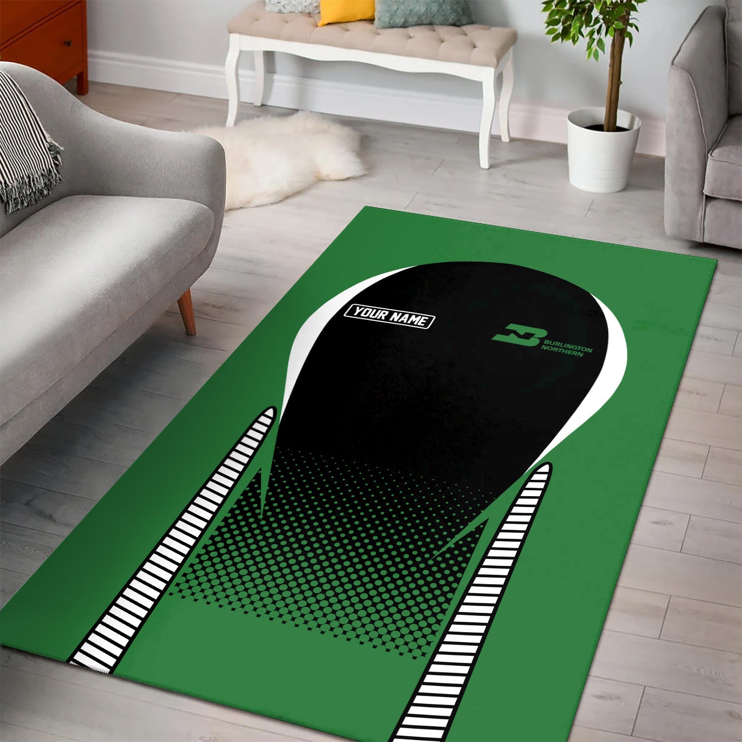 Railspirit Personalized Burlington Northern Railroad Area Rug All Over Printed Rug