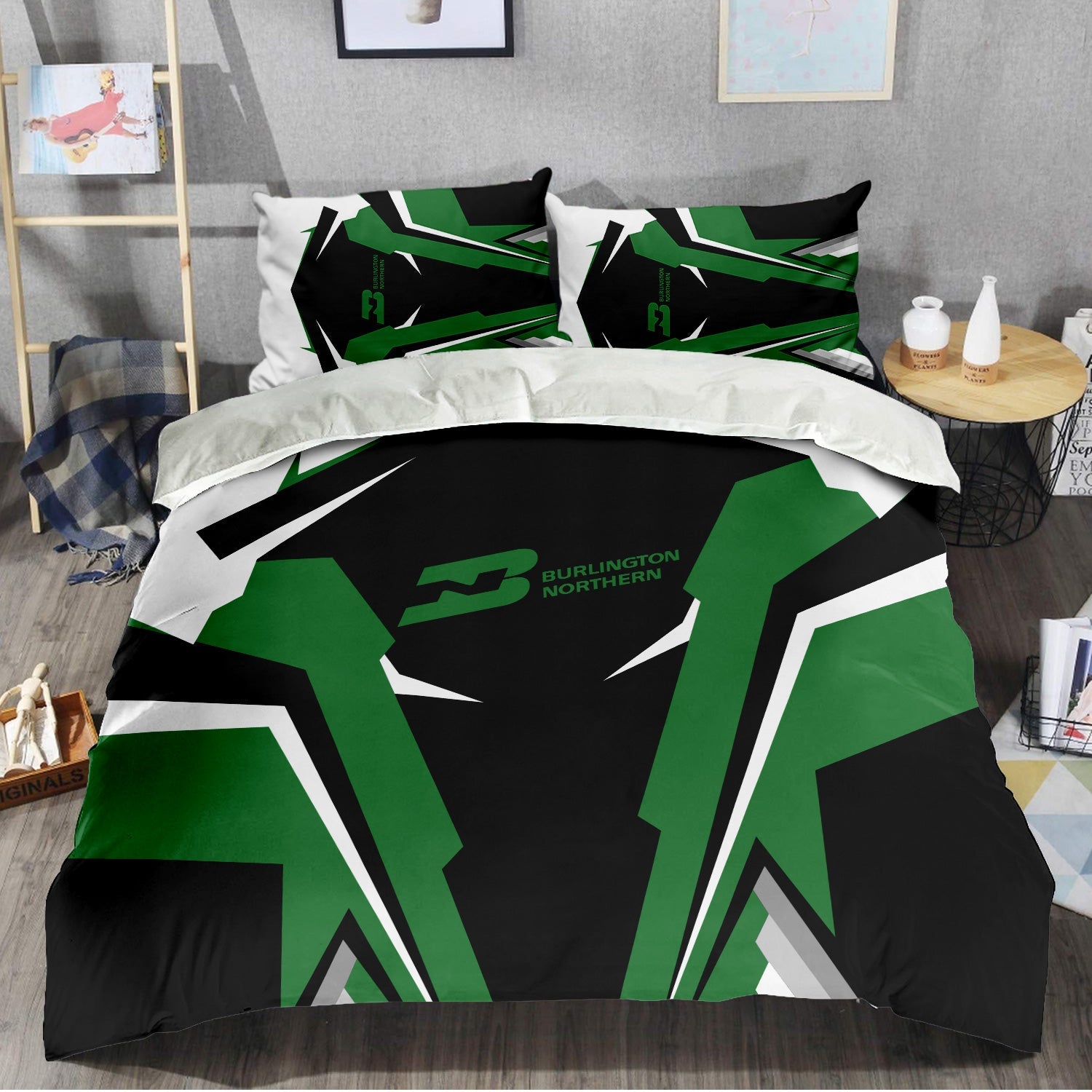 Railspirit Burlington Northern Railroad Bedding Set Strong Line Style Bedding Set All Over Print