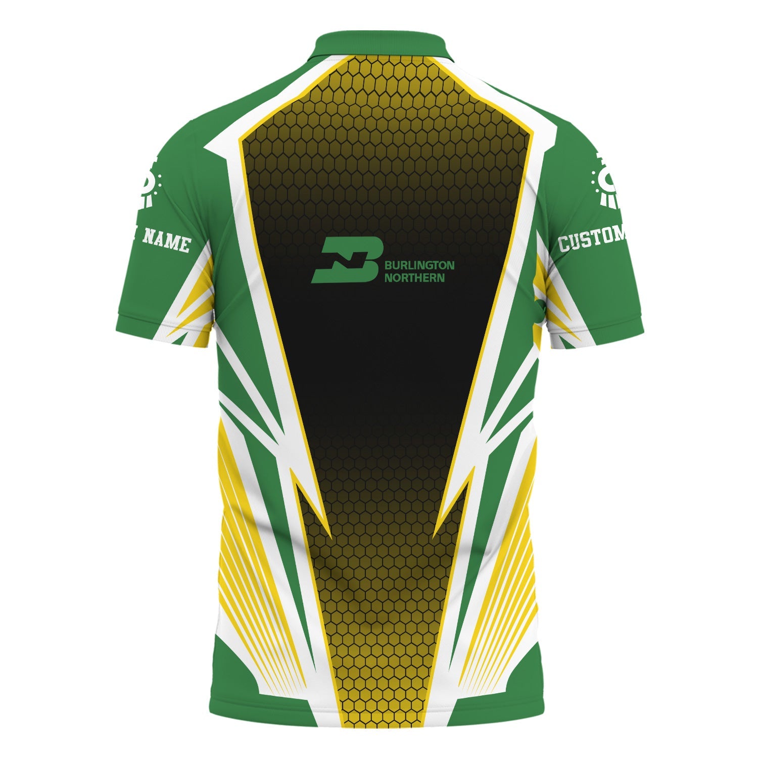 Railspirit Personalized Burlington Northern Railroad Polo Shirt Lightning Graphic Style Shirt Gift Idea For Train Lover