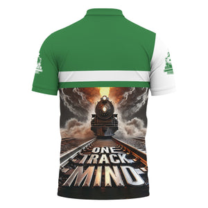 Railspirit Personalized Burlington Northern Railroad Polo Shirt One Track Mind Train Printed Shirt