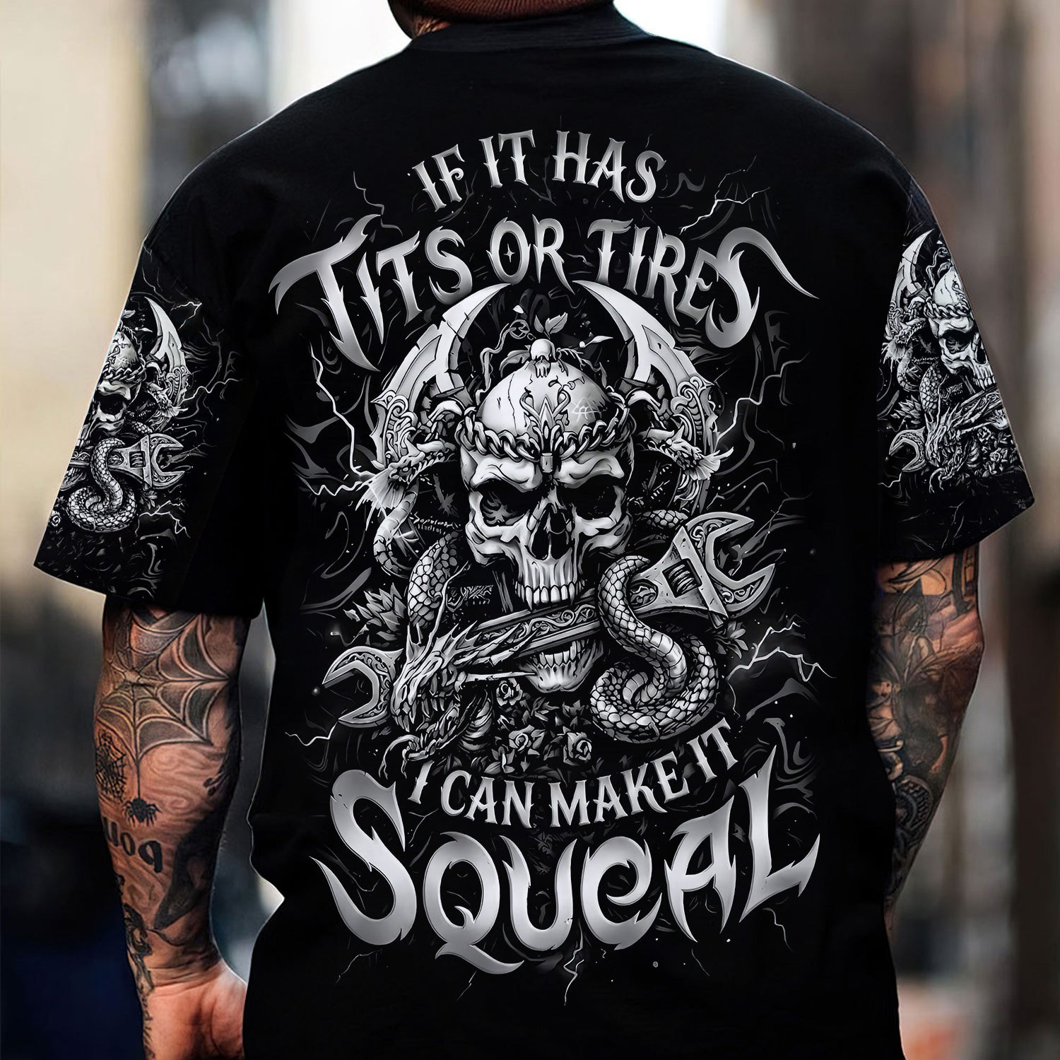 If It Has Tits Or Tires I Can Make It Squeal Skull Mechanic Shirt Funny Garage Humor T Shirt Auto Repair Car Guy Gift Hoodie For Men Lover