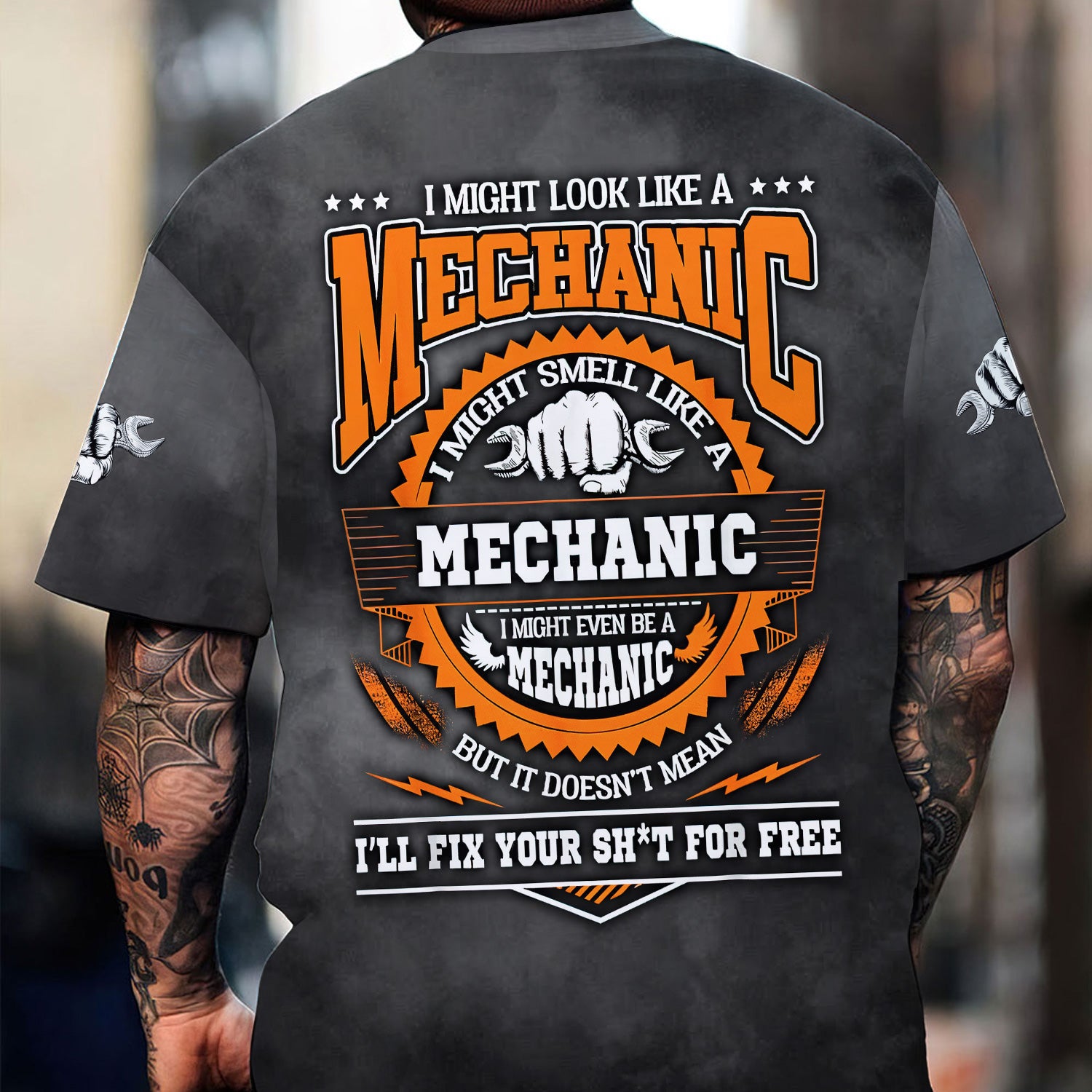 Mechanic Humor Shirt, I Might Look Like a Mechanic, Smell Like a Mechanic, But I Won’t Fix Your Sh*t for Free, Perfect Gift for Auto Repair Fans
