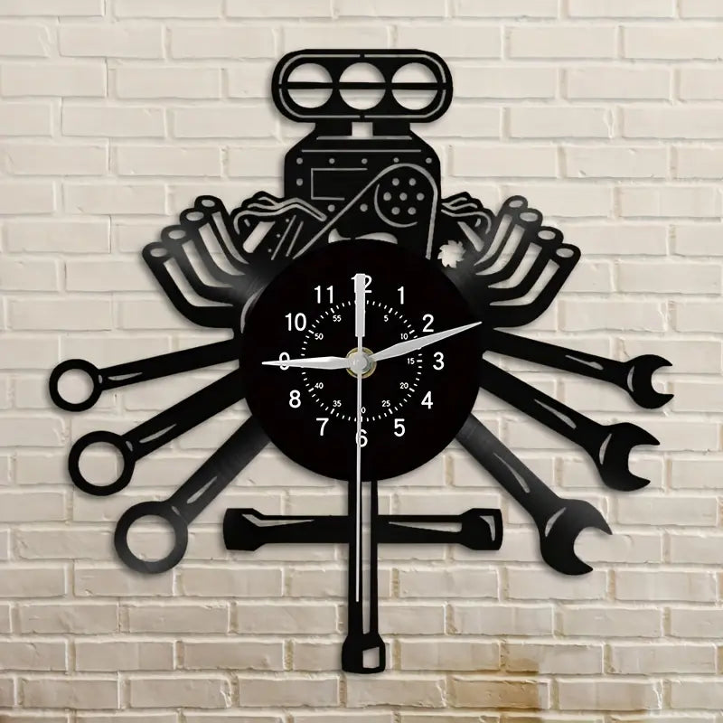 Personalized Mechanic Theme Vinyl Record Wall Clock Home Decor
