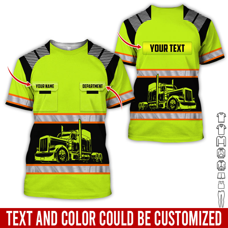Custom Name Love Semi Truck Uniform Printed Clothes, Printed Pocket, Personalized Driver Apparel