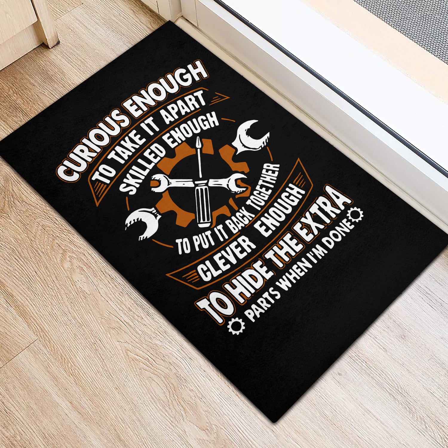 Curious Enough To Take It Apart Skilled Enough Mechanic Doormat Fun Gift for Mechanics