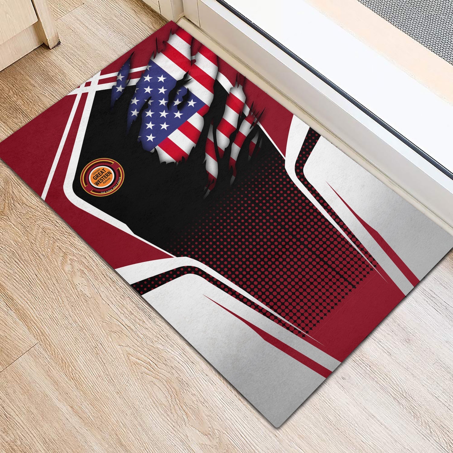 Railspirit Personalized Chicago Great Western Railroad Doormat American Vintage All Over Printed Door Mat