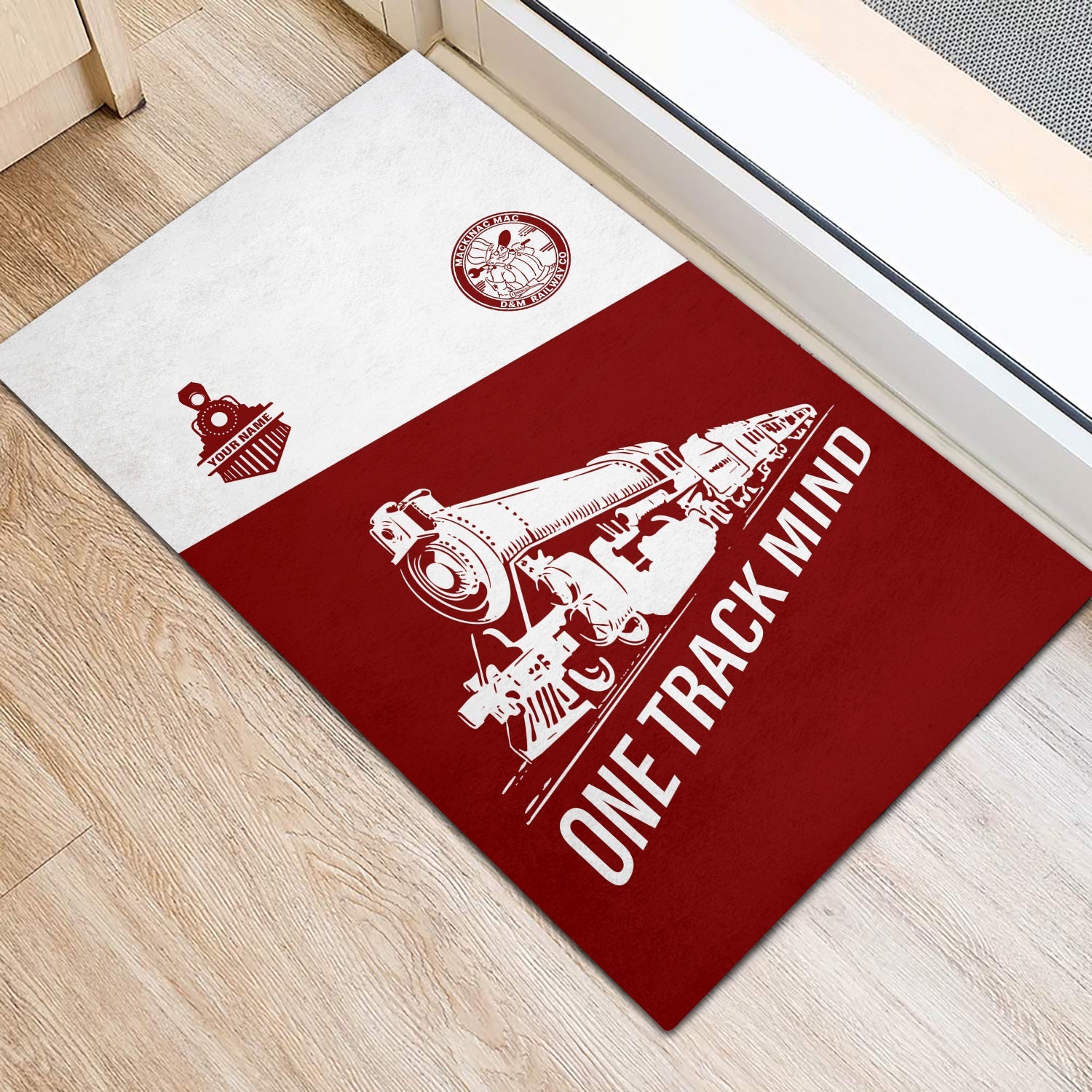 Railspirit Personalized Detroit & Mackinac Railroad Doormat One Track Mind Mat Gift Idea For Train Lover
