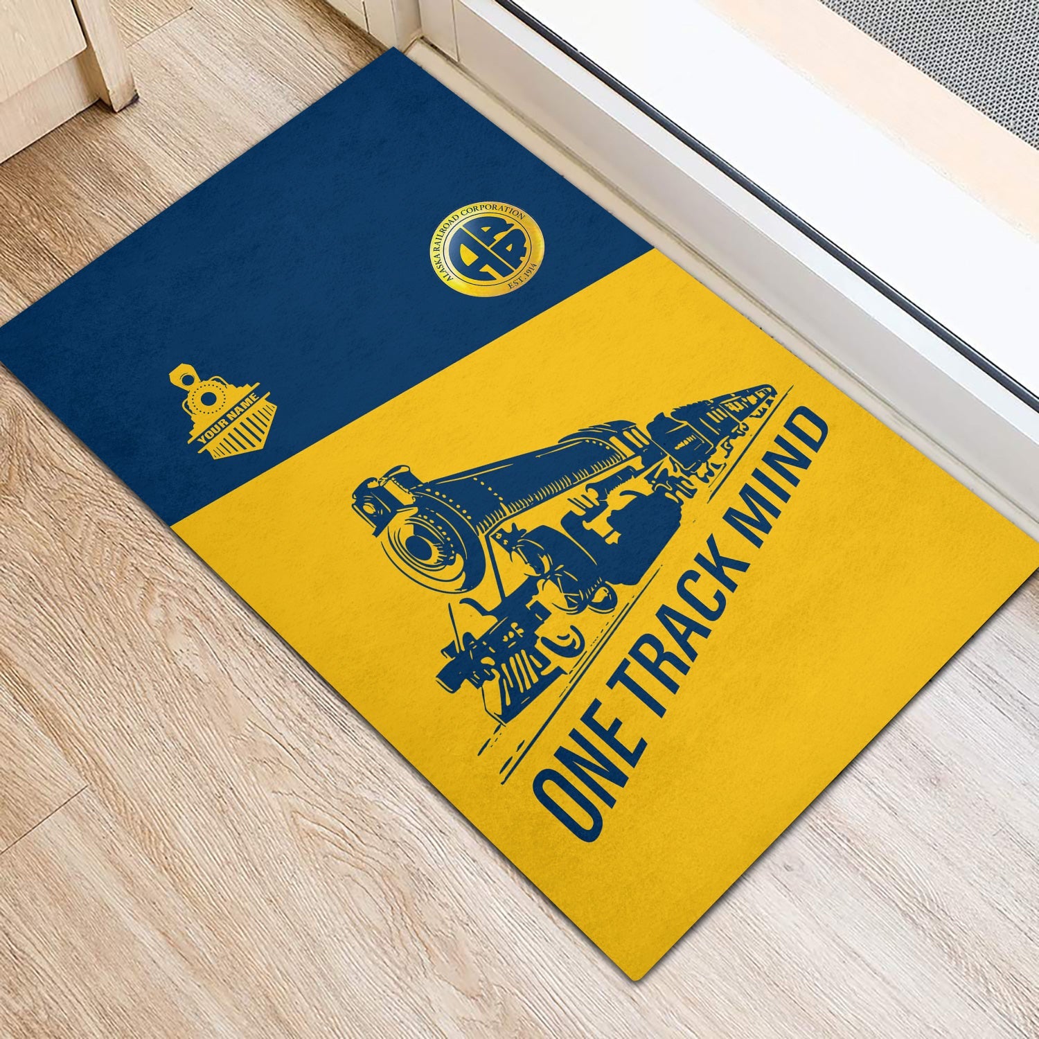 Railspirit Personalized Alaska Railroad Doormat One Track Mind Mat Gift Idea For Train Lover