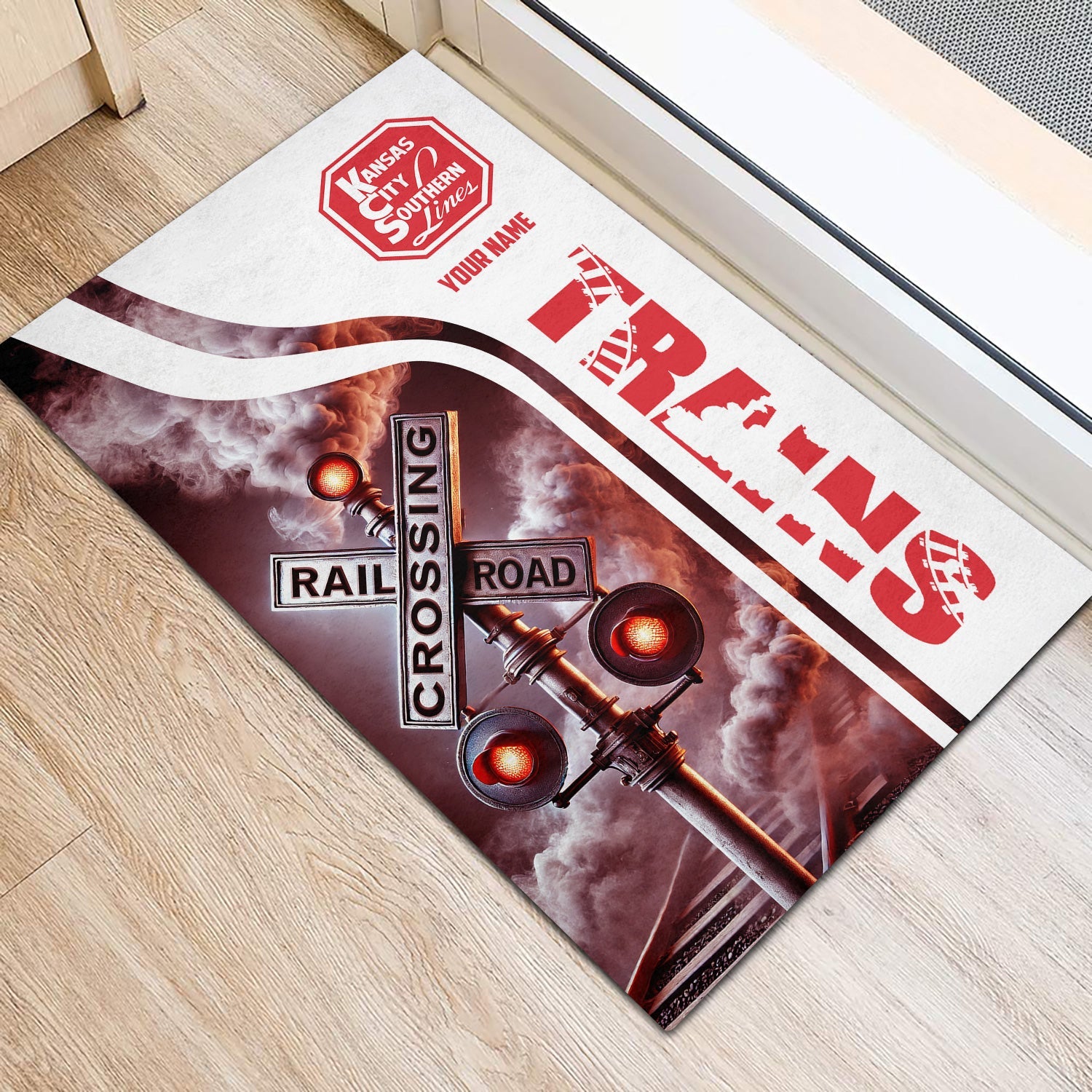 Railspirit Personalized Kansas City Southern Doormat Railroad Crossing Sign Mat All Over Print