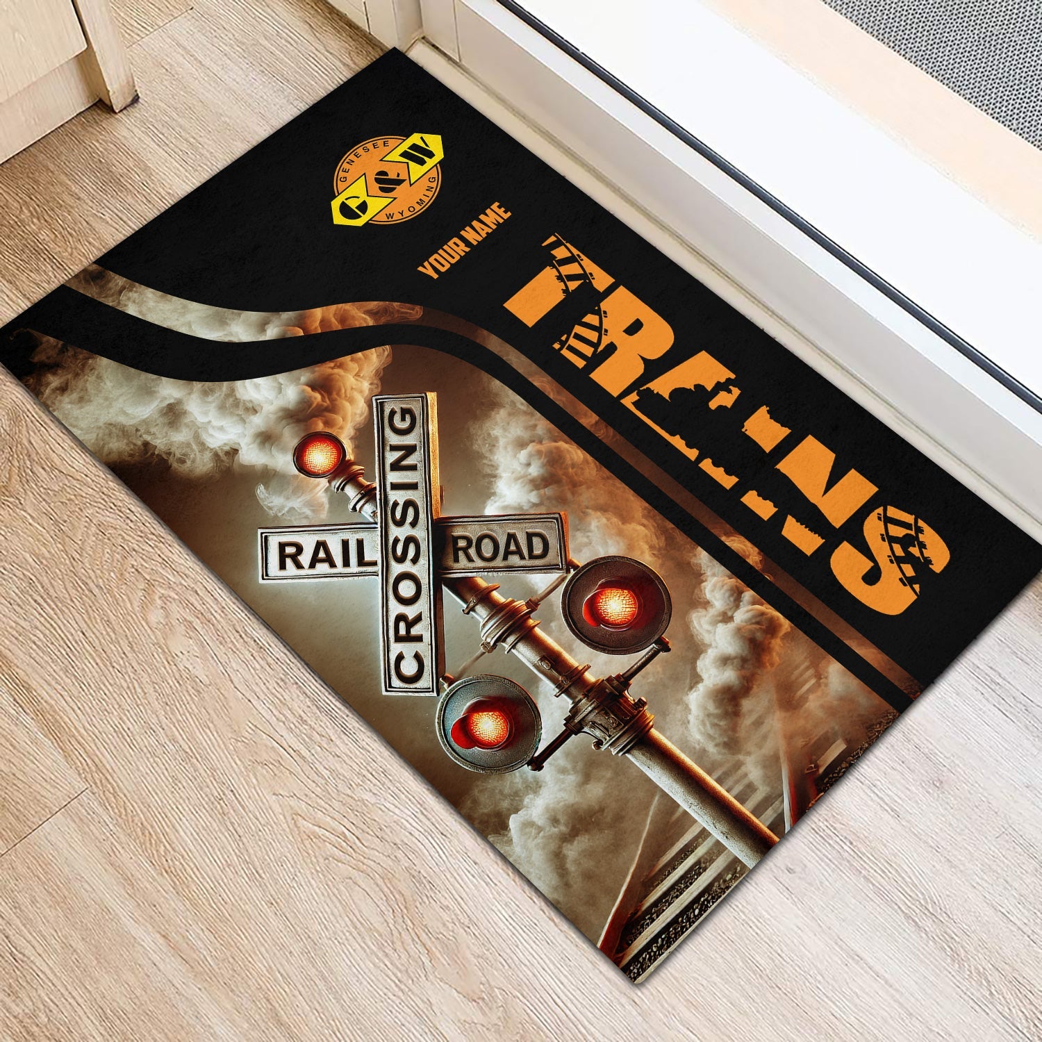 Railspirit Personalized Genesee & Wyoming Inc. Railroad Doormat Railroad Crossing Sign Mat All Over Print