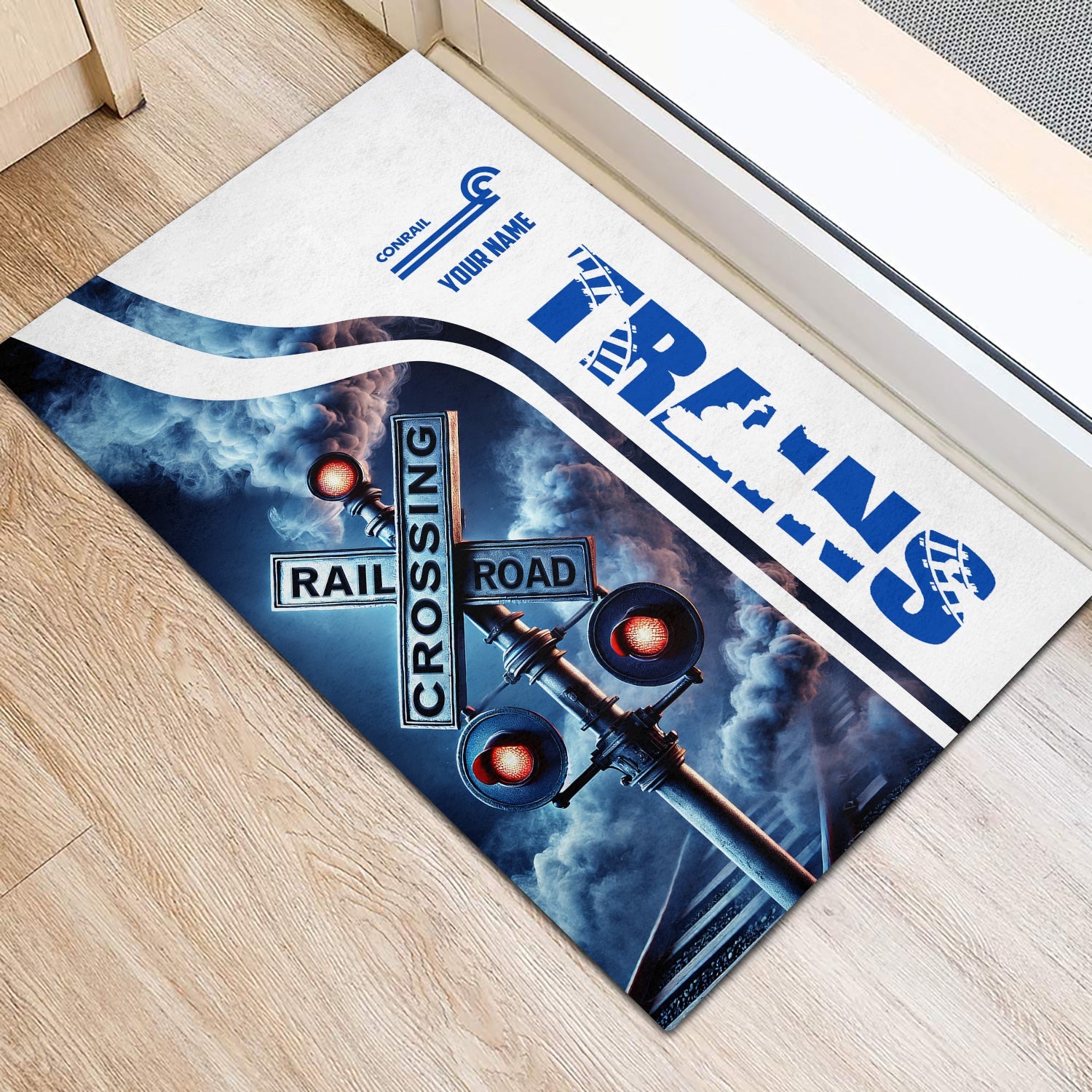 Railspirit Personalized Conrail Railroad Doormat Railroad Crossing Sign Mat All Over Print