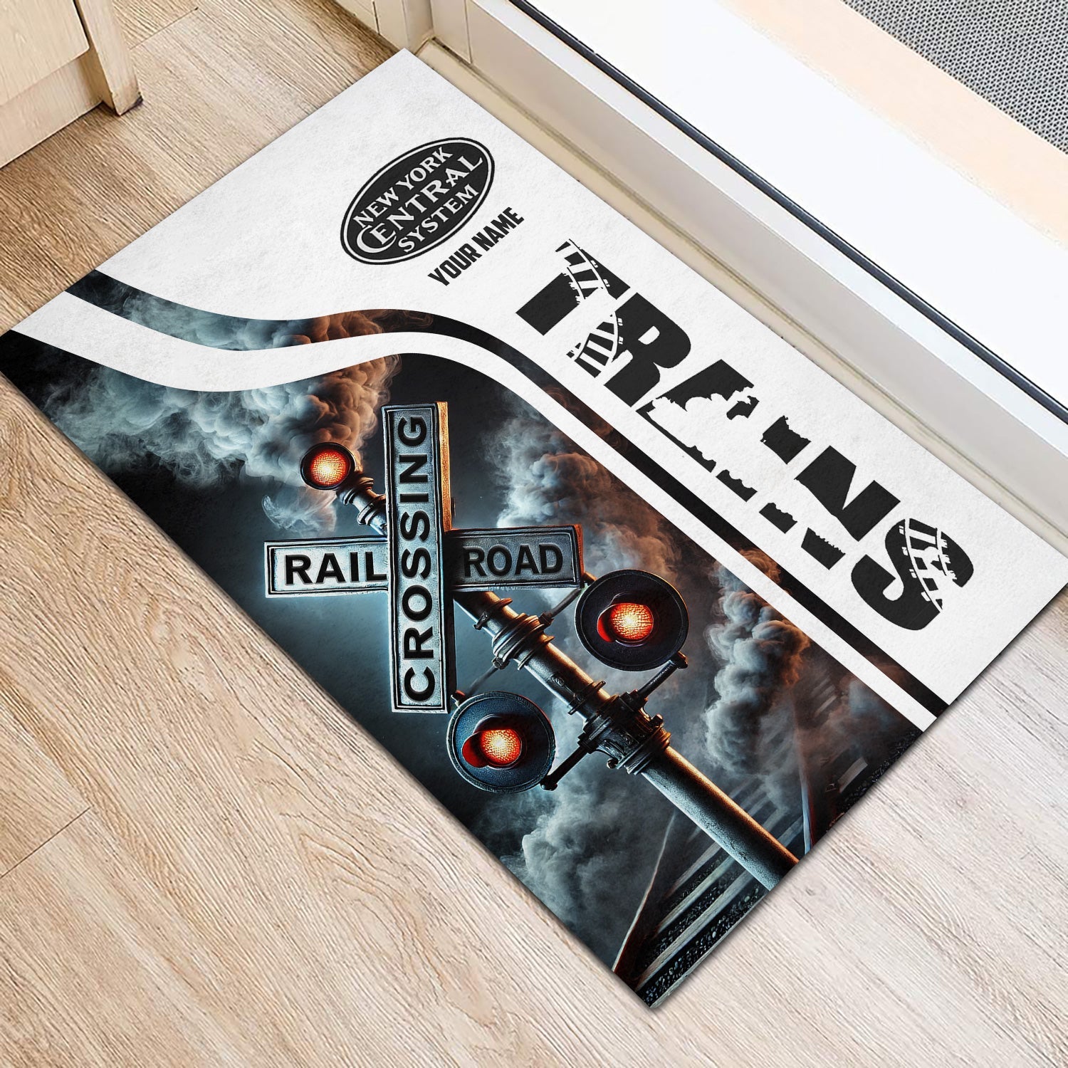 Railspirit Personalized New York Central Railroad Doormat Railroad Crossing Sign Mat All Over Print