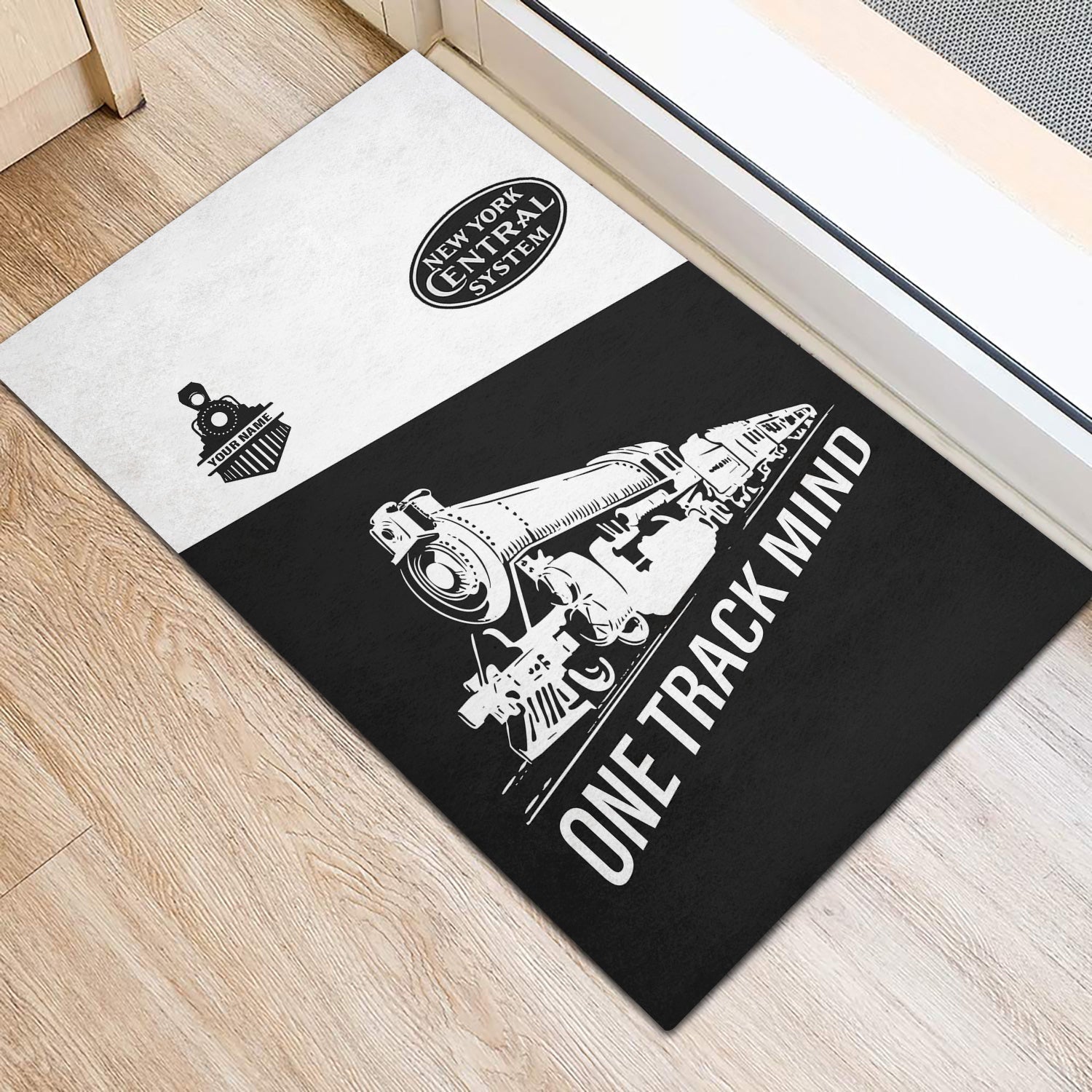 Railspirit Personalized New York Central Railroad Doormat One Track Mind Mat Gift Idea For Train Lover