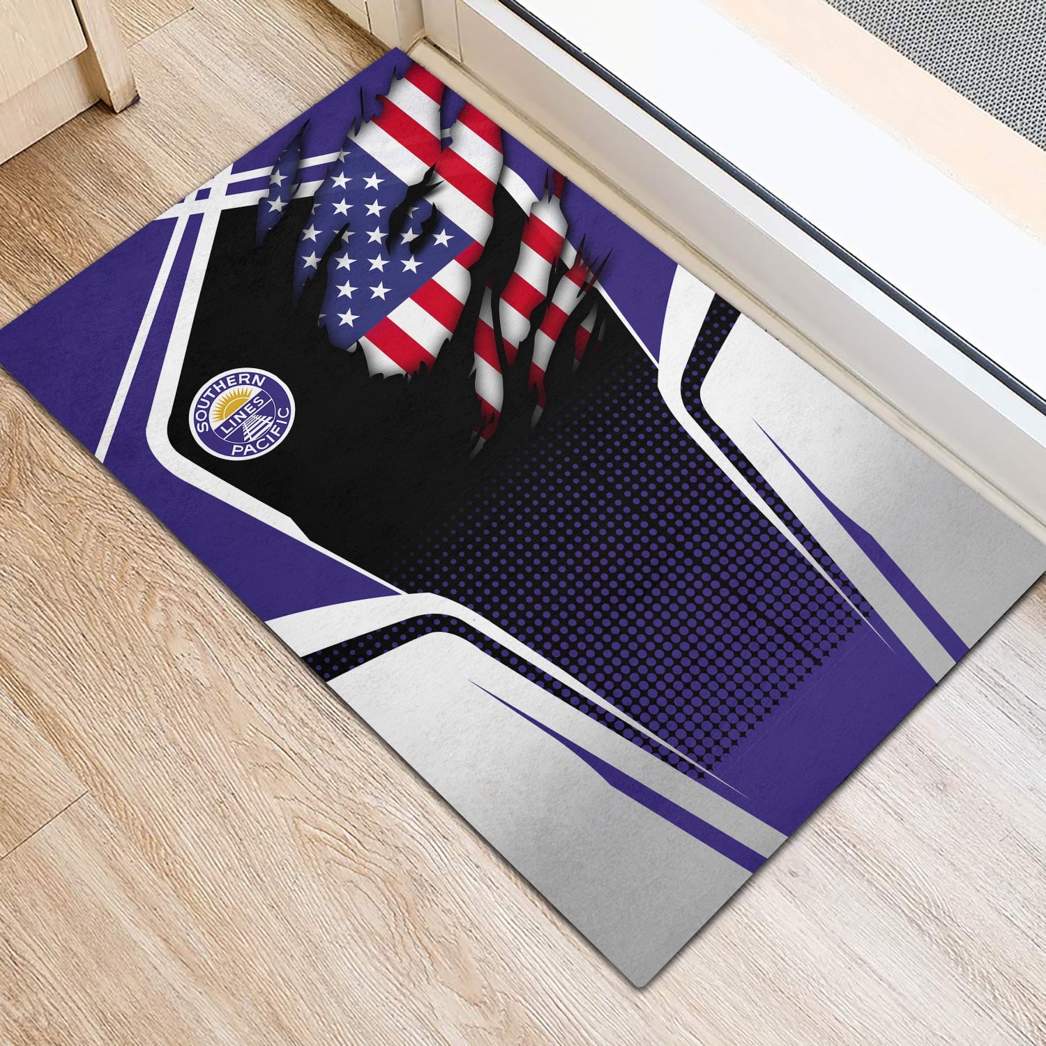 Railspirit Personalized Southern Pacific Railroad Doormat American Vintage All Over Printed Door Mat