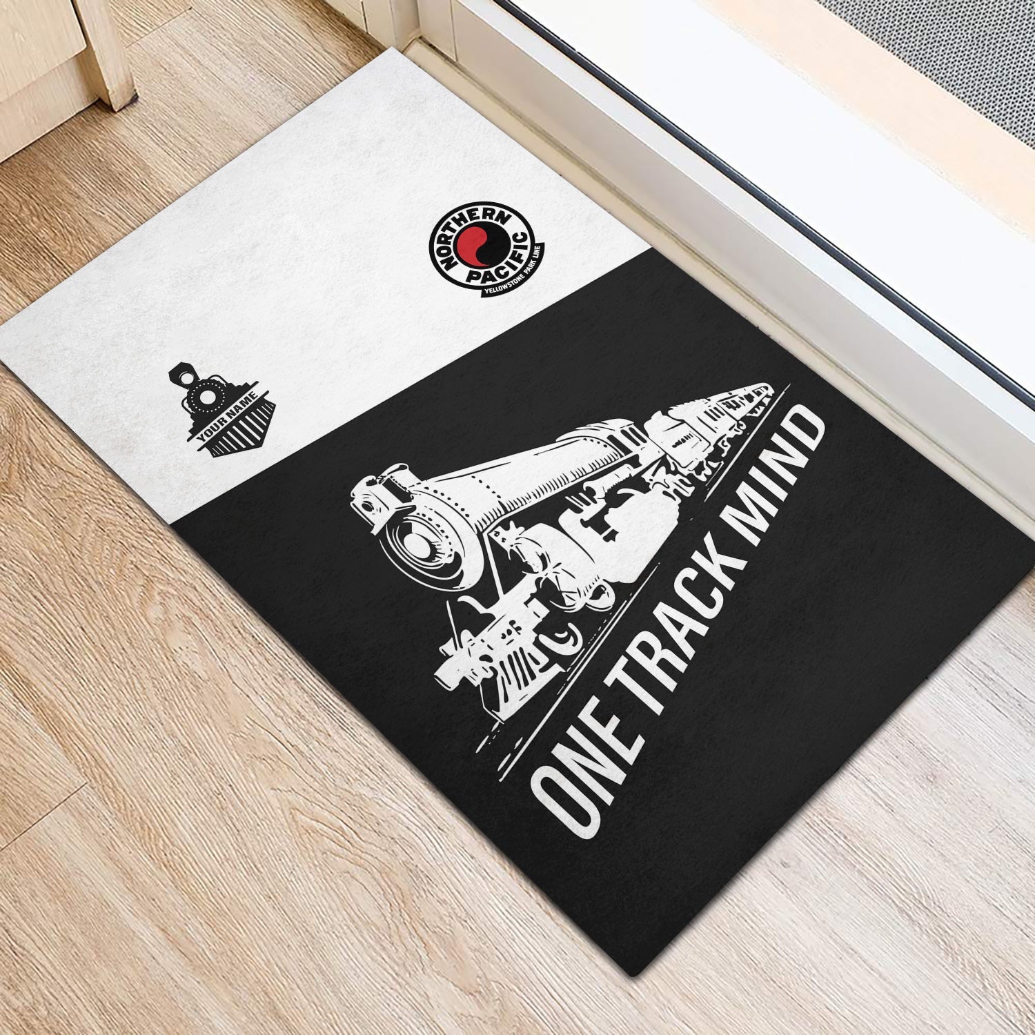 Railspirit Personalized Northern Pacific Railway Doormat One Track Mind Mat Gift Idea For Train Lover