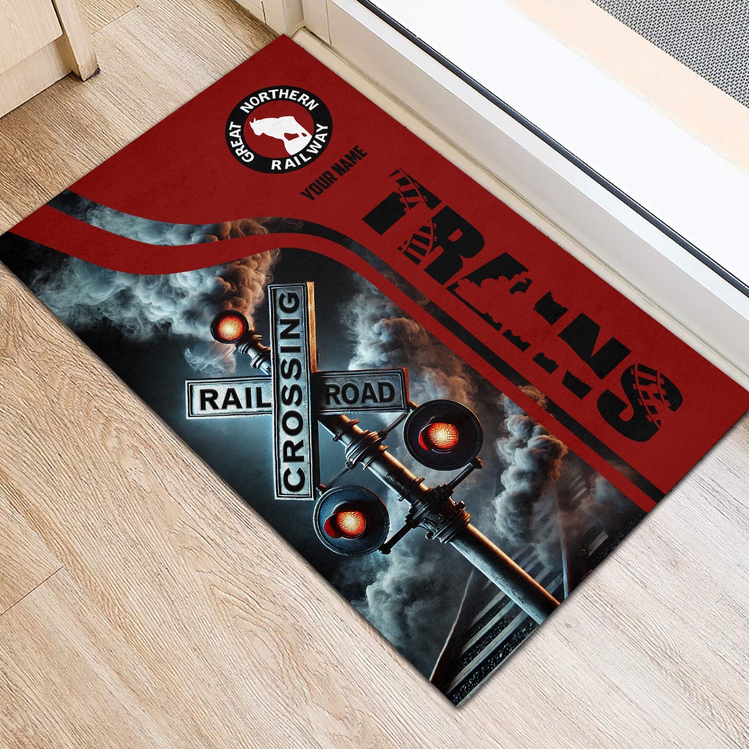 Railspirit Personalized Great Northern Railway Doormat Railroad Crossing Sign GNR Mat All Over Print