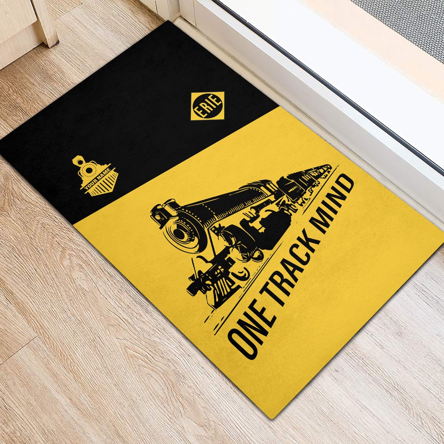 Railspirit Personalized Erie Railroad Doormat One Track Mind Mat Gift Idea For Train Lover