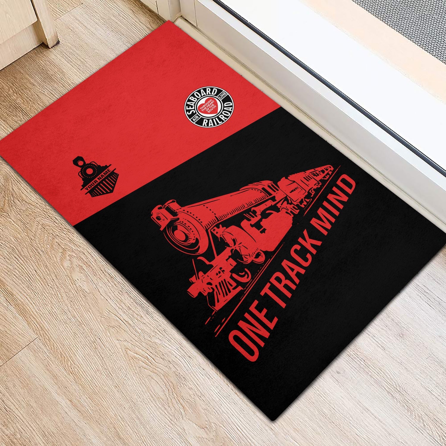 Railspirit Personalized Seaboard Air Line Railroad Doormat One Track Mind Mat Gift Idea For Train Lover