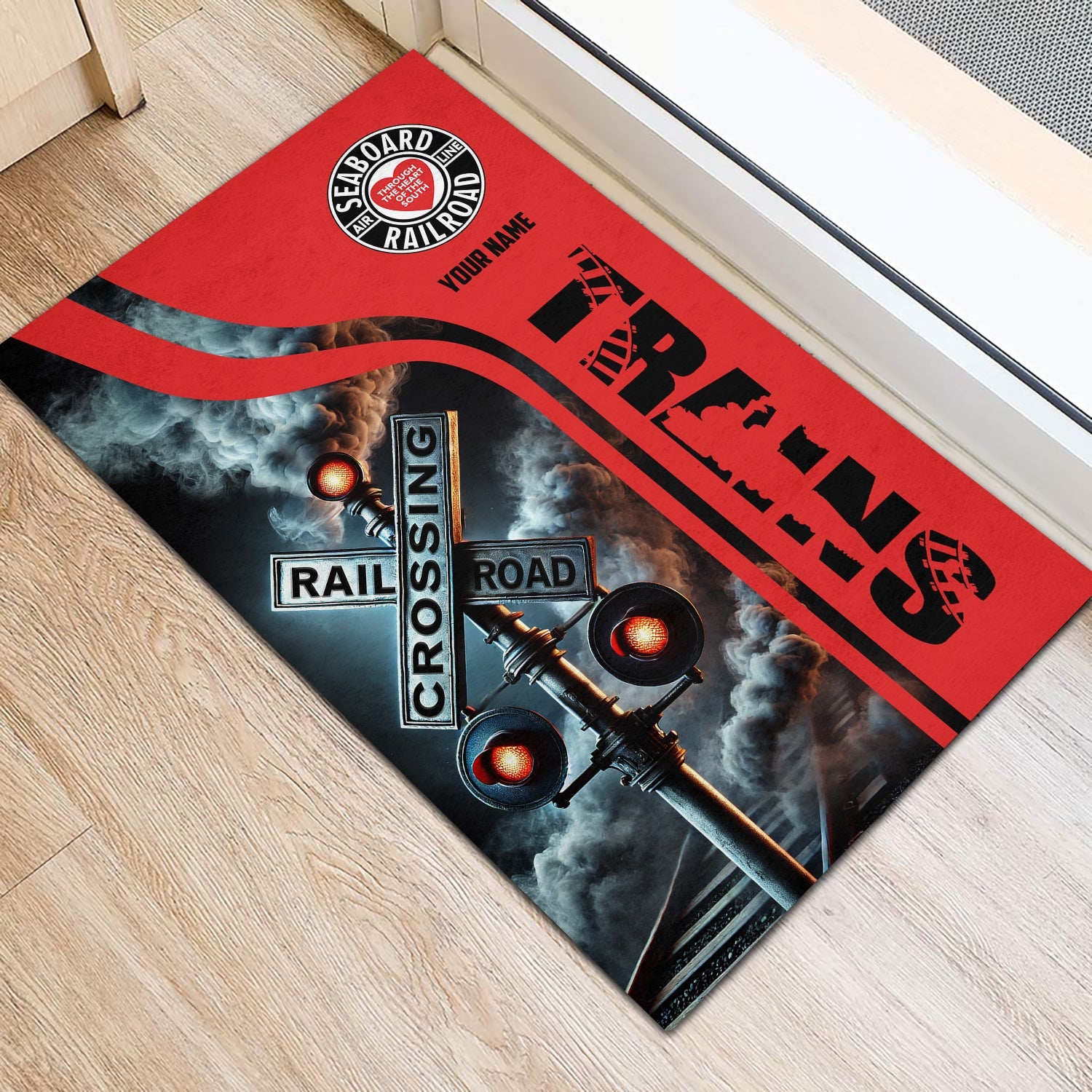 Railspirit Personalized Seaboard Air Line Railroad Doormat Railroad Crossing Sign Mat All Over Print