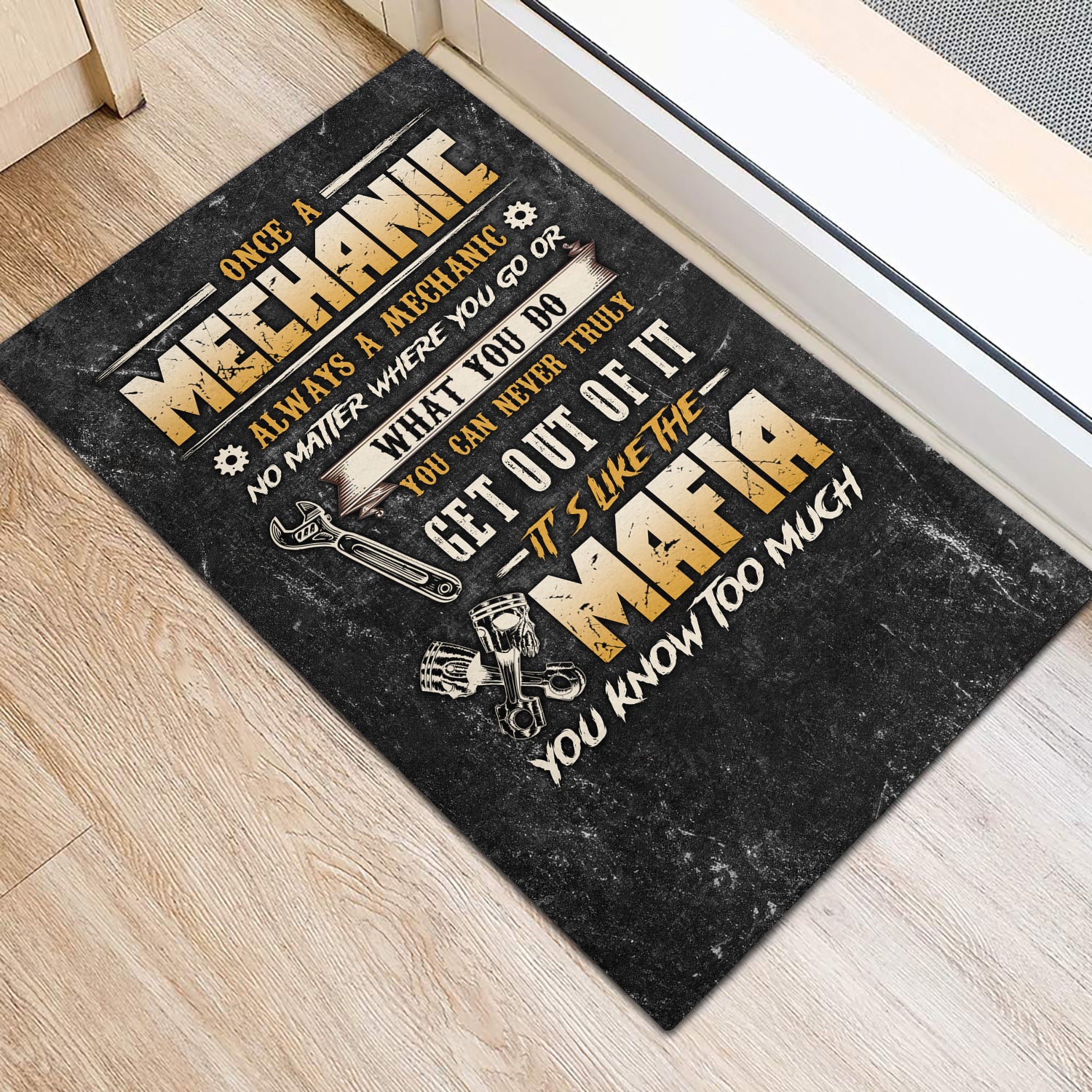 Once a Mechanic Always a Mechanic Doormat, Funny Mechanic Apparel, Car Repair Mafia Mat for Mechanics, Door Mat Gift for Auto Technicians