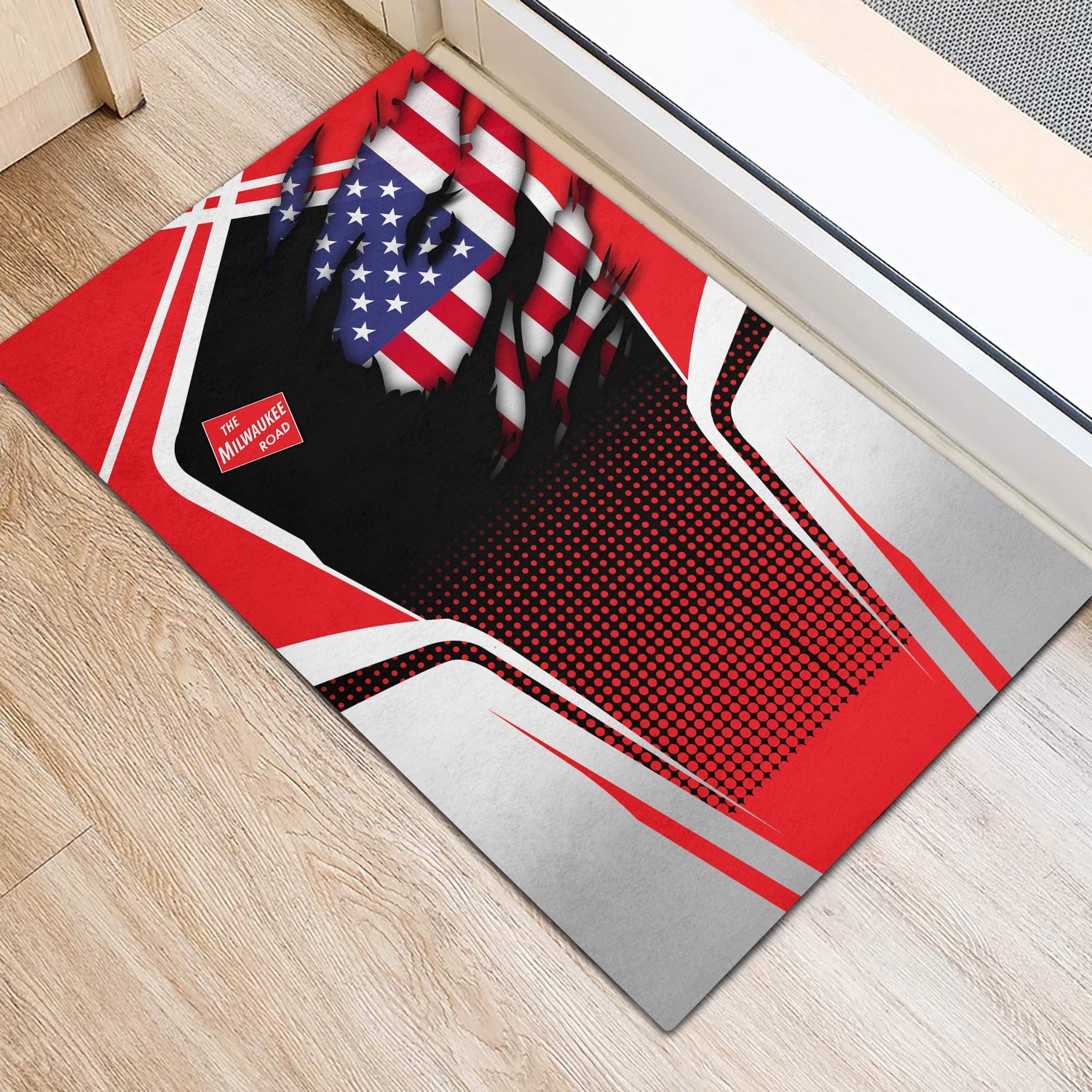 Railspirit Personalized Chicago, Milwaukee, St. Paul and Pacific Railroad Doormat American Vintage Milwaukee Road All Over Printed Door Mat