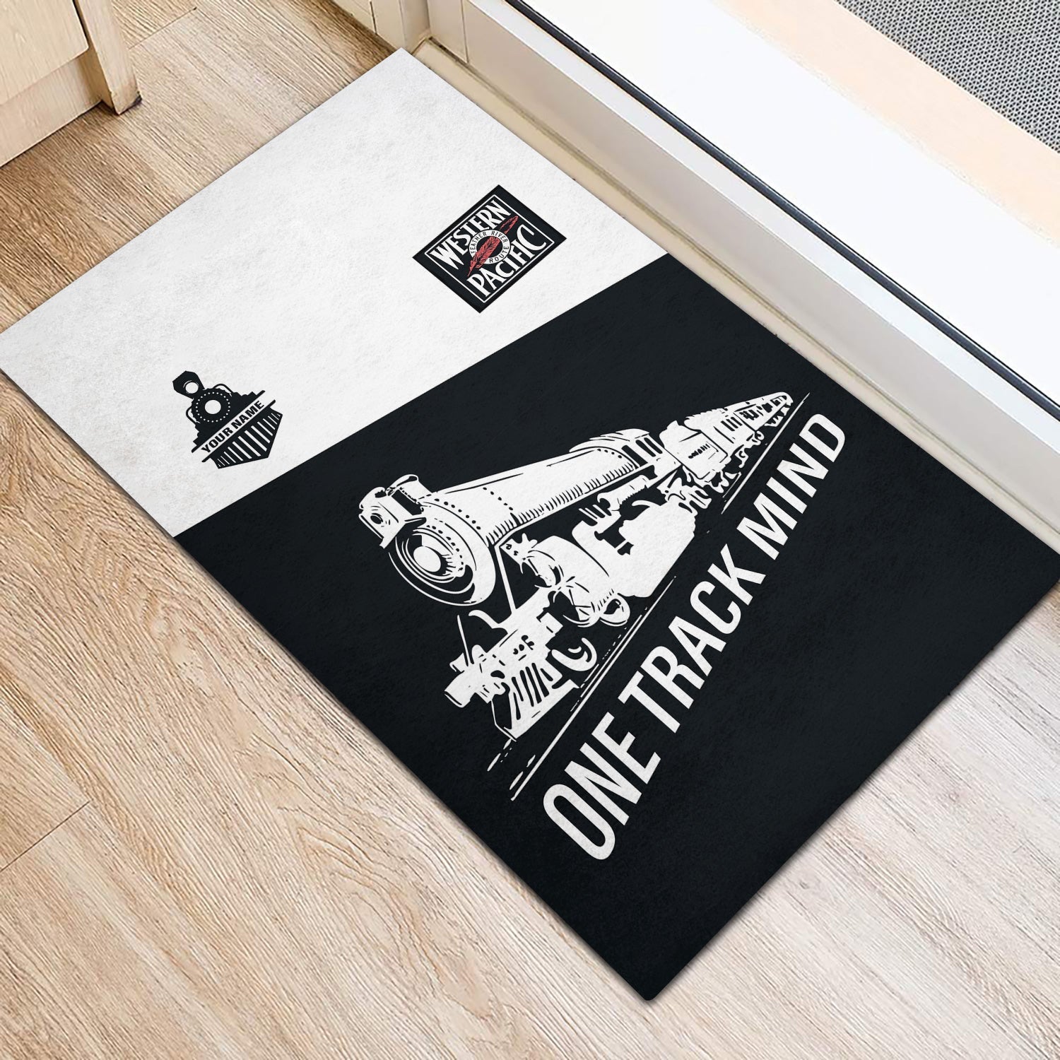 Railspirit Personalized Western Pacific Railroad Doormat One Track Mind Mat Gift Idea For Train Lover