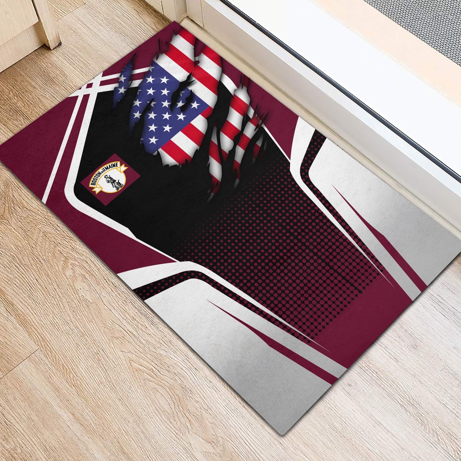 Railspirit Personalized Boston and Maine Railroad Doormat American Vintage All Over Printed Door Mat