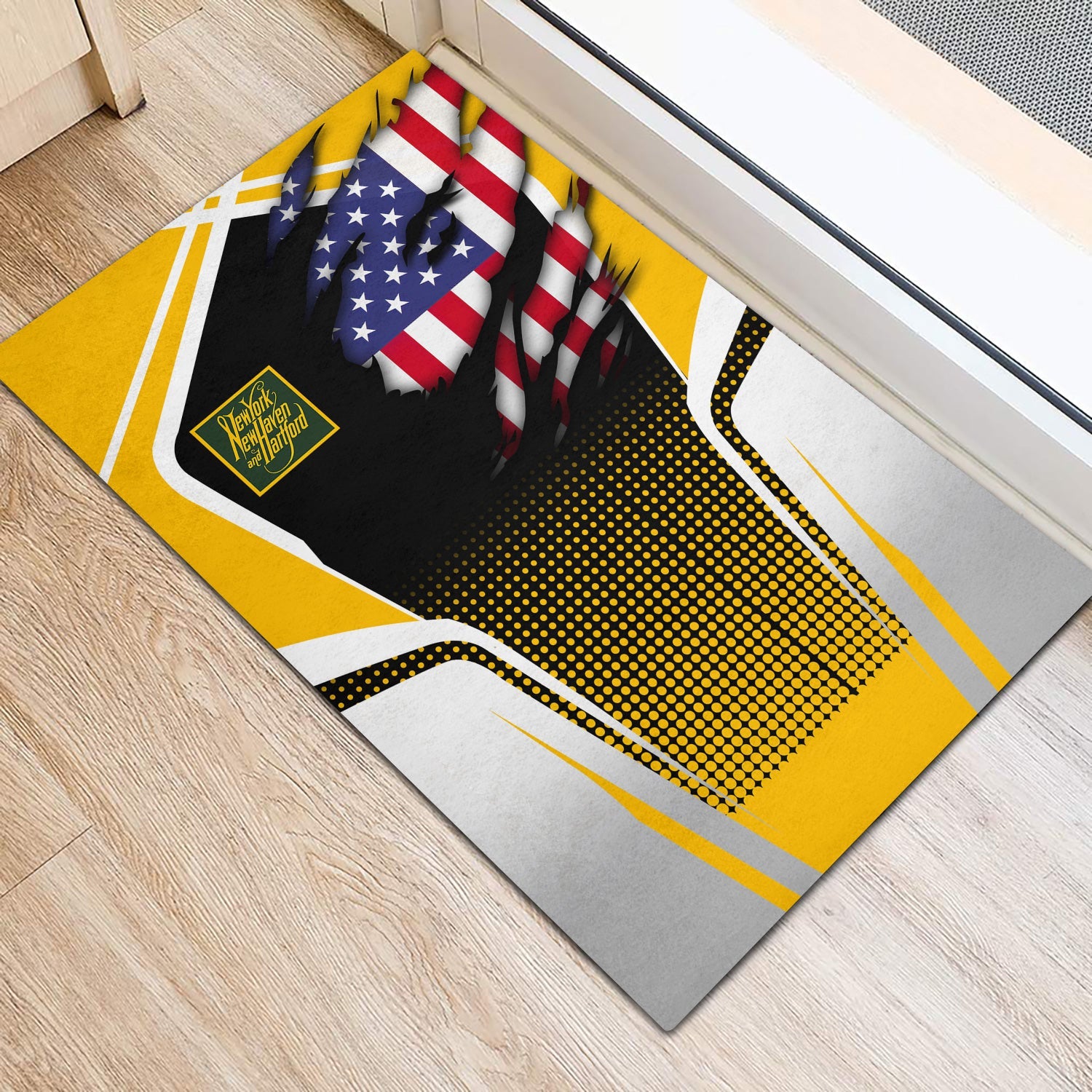Railspirit Personalized New York, New Haven and Hartford Railroad Doormat American Vintage New Haven Railroad All Over Printed Door Mat