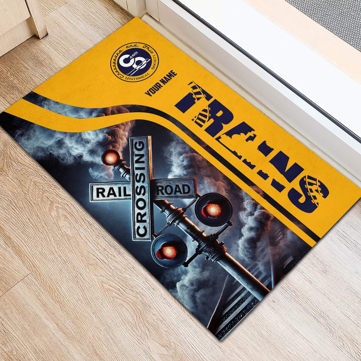 Railspirit Personalized Chesapeake and Ohio Railway Doormat Railroad Crossing Sign C&O Mat All Over Print