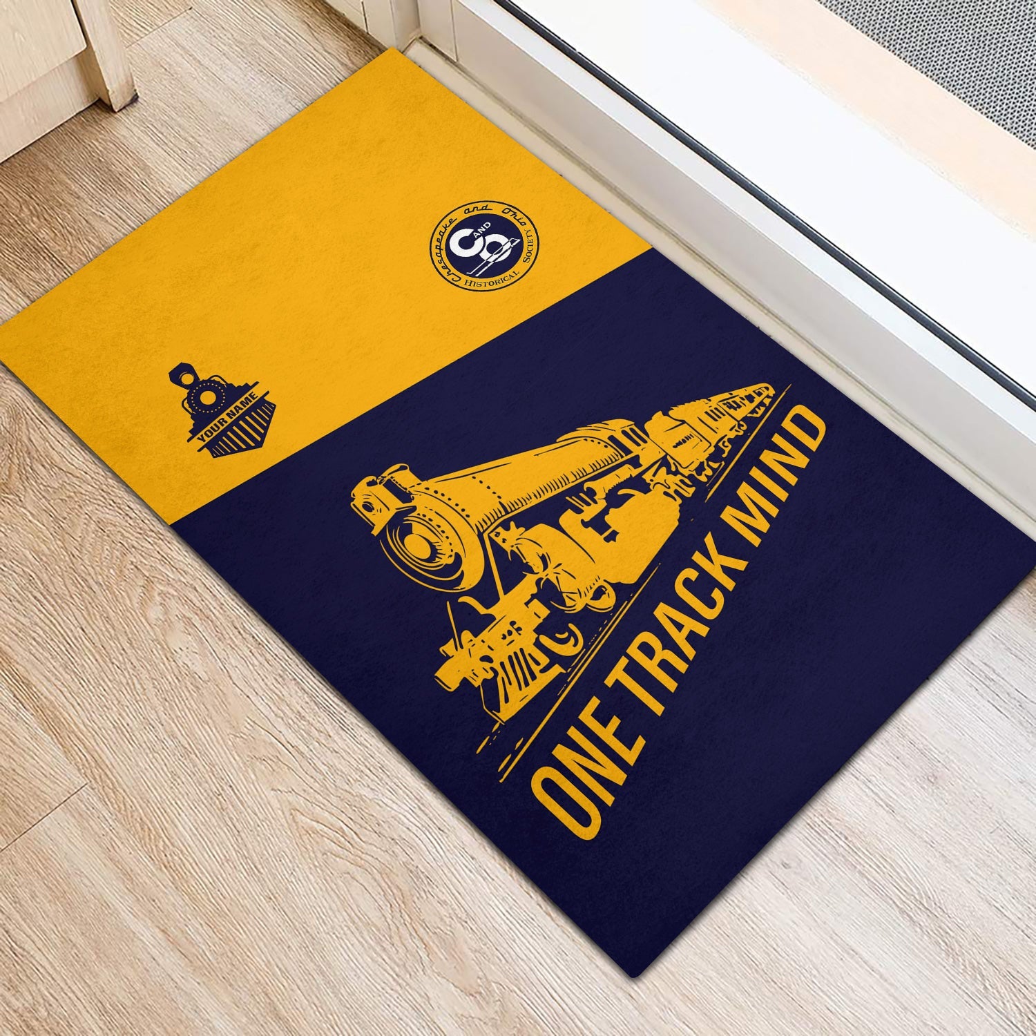 Railspirit Personalized Chesapeake and Ohio Railway Doormat One Track Mind C&O Mat Gift Idea For Train Lover