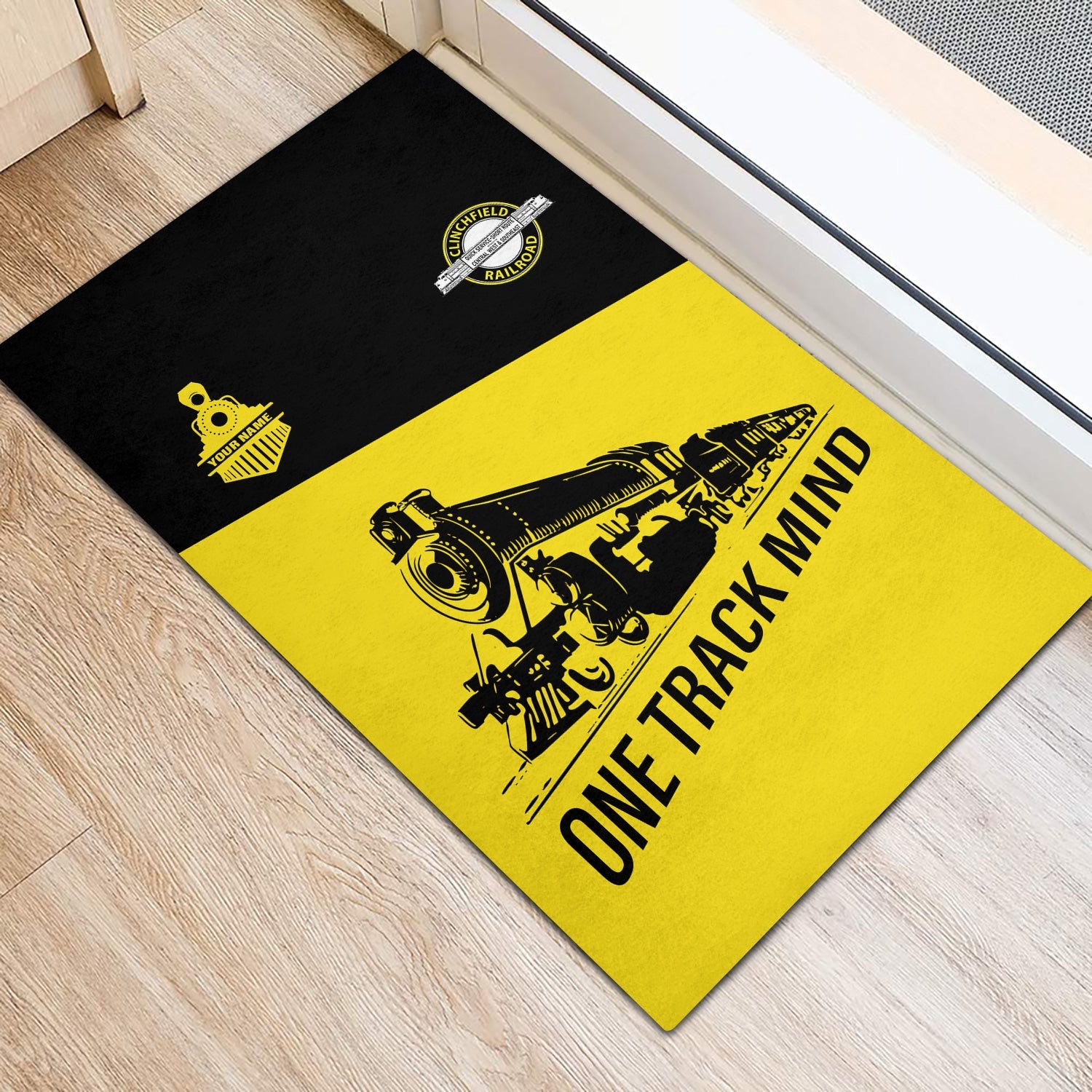 Railspirit Personalized Clinchfield Railroad Doormat One Track Mind Mat Gift Idea For Train Lover