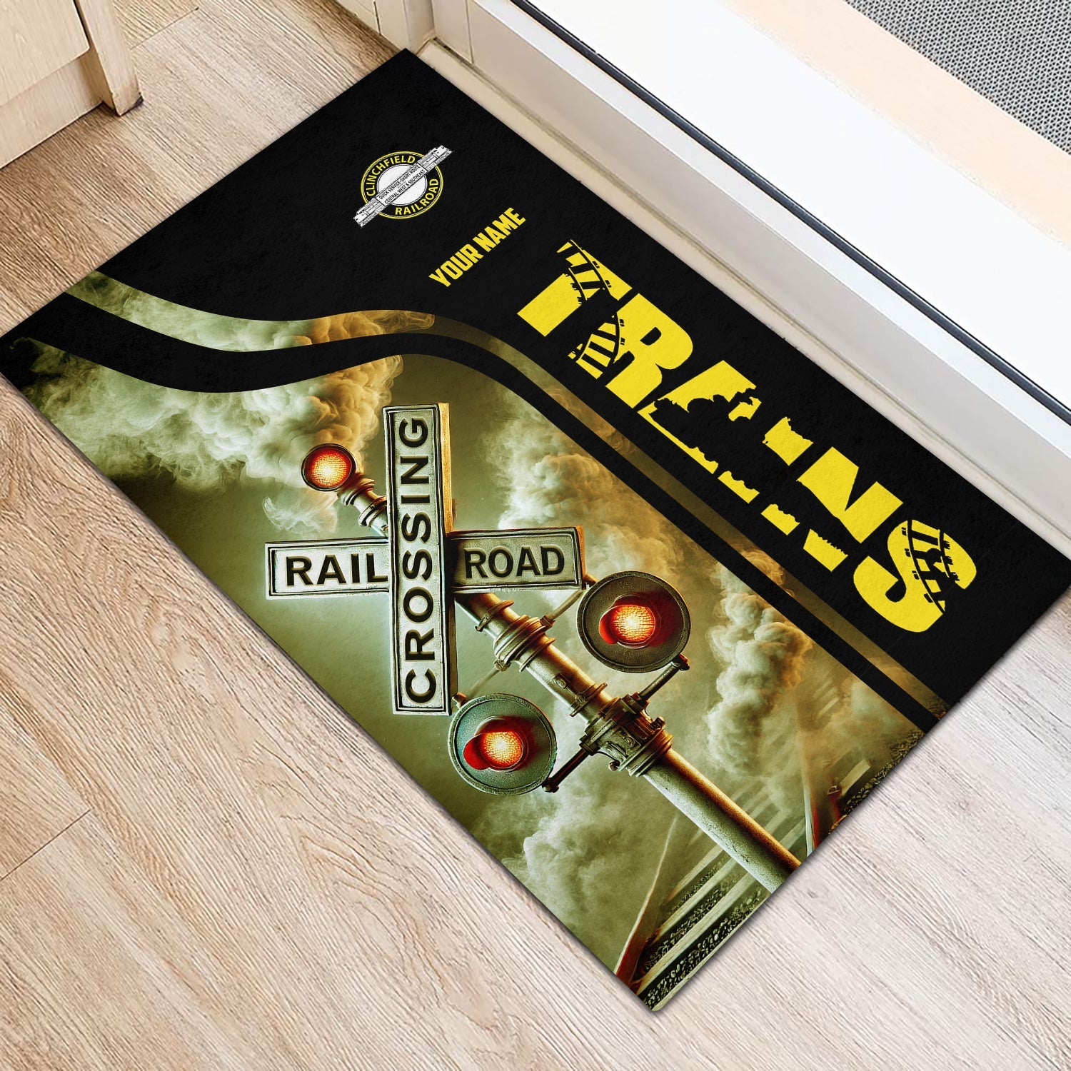 Railspirit Personalized Clinchfield Railroad Doormat Railroad Crossing Sign Mat All Over Print