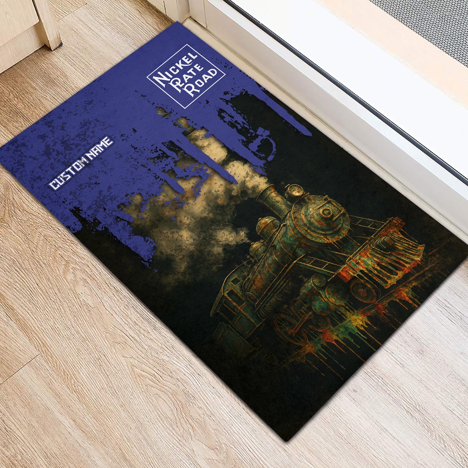 Railspirit Personalized New York, Chicago and St. Louis Railroad Doormat Vintage Train Art Style Nickel Plate Road Mat For Locomotive Fans