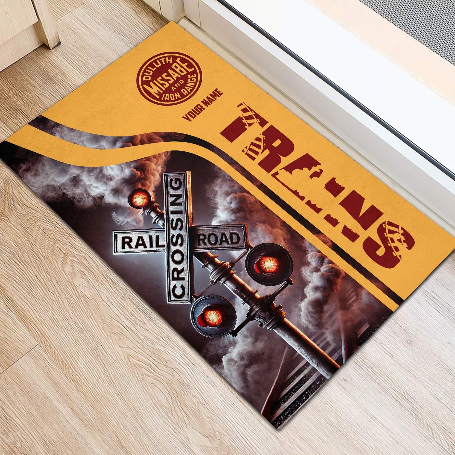 Railspirit Personalized Duluth, Missabe, & Iron Range Railroad Doormat Railroad Crossing Sign Mat All Over Print