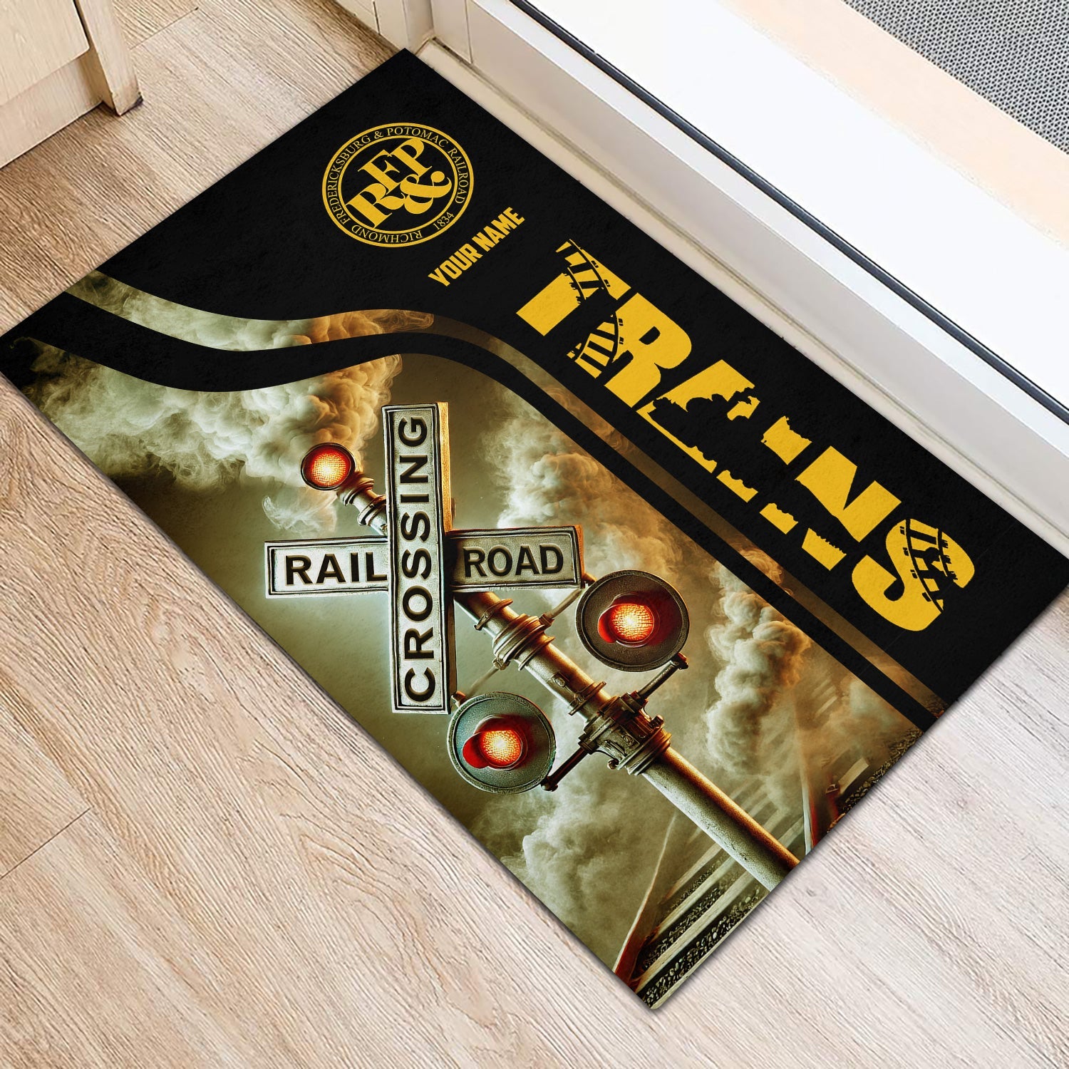Railspirit Personalized Richmond, Fredericksburg And Potomac Railroad Doormat Railroad Crossing Sign Mat All Over Print
