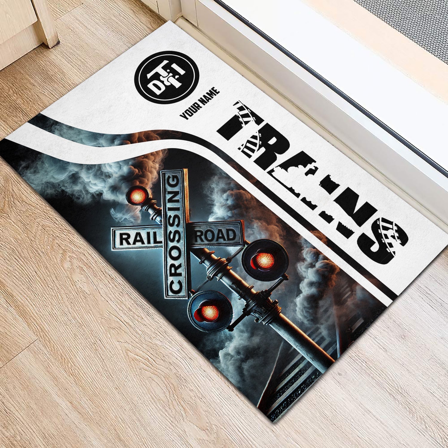 Railspirit Personalized Detroit Toledo And Ironton Railroad Doormat Railroad Crossing Sign Mat All Over Print