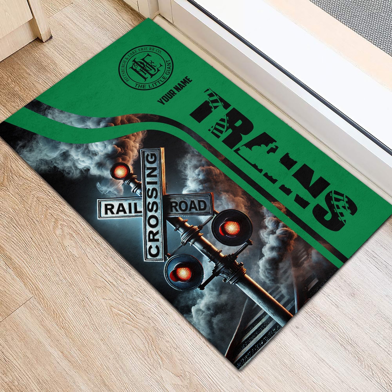 Railspirit Personalized Pittsburgh And Lake Erie Railroad Doormat Railroad Crossing Sign Mat All Over Print