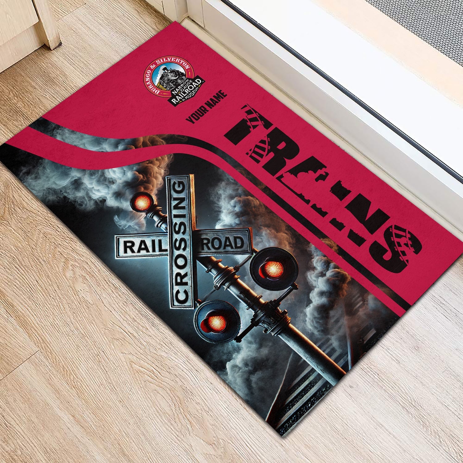 Railspirit Personalized Durango And Silverton Narrow Gauge Railroad Doormat Railroad Crossing Sign Mat All Over Print